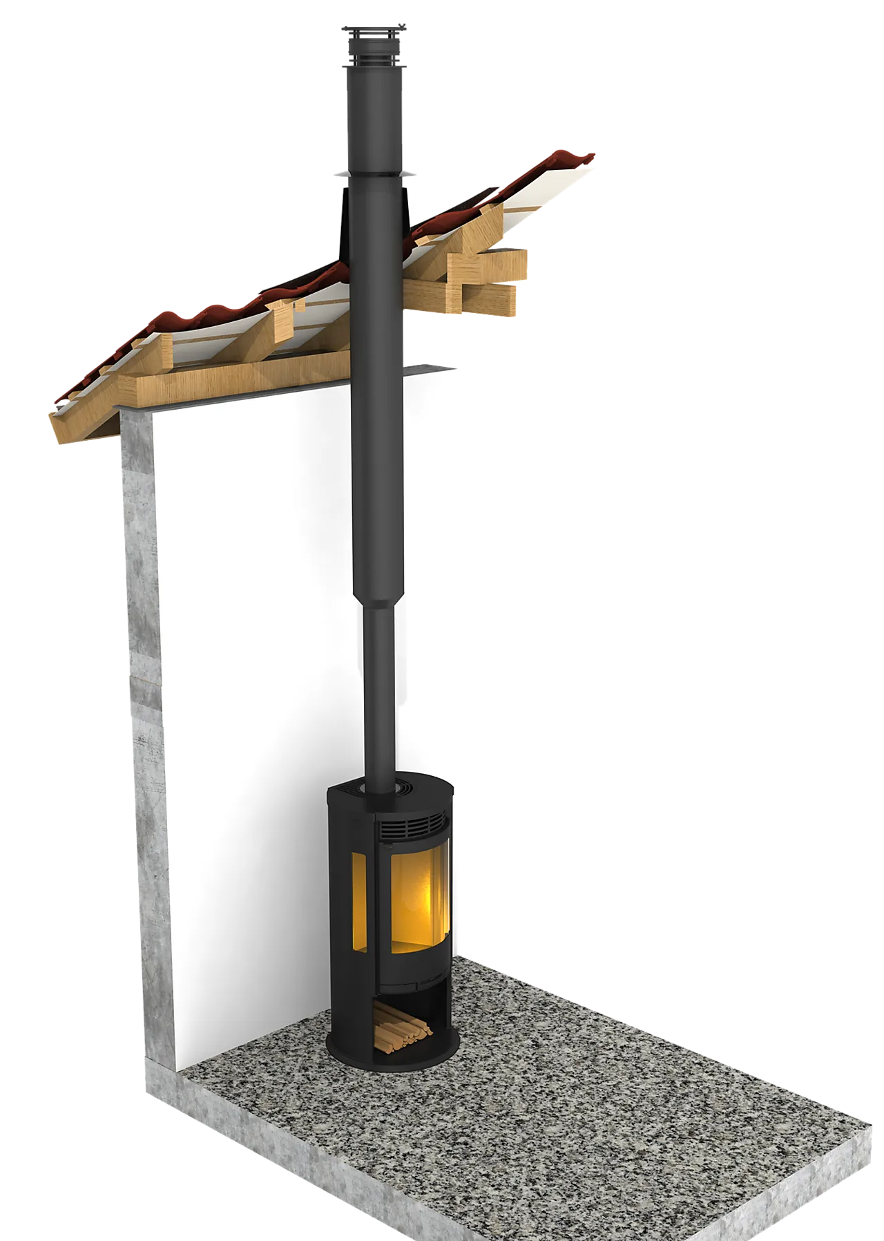 Rund stålpipe for bølgetak 3,5 m