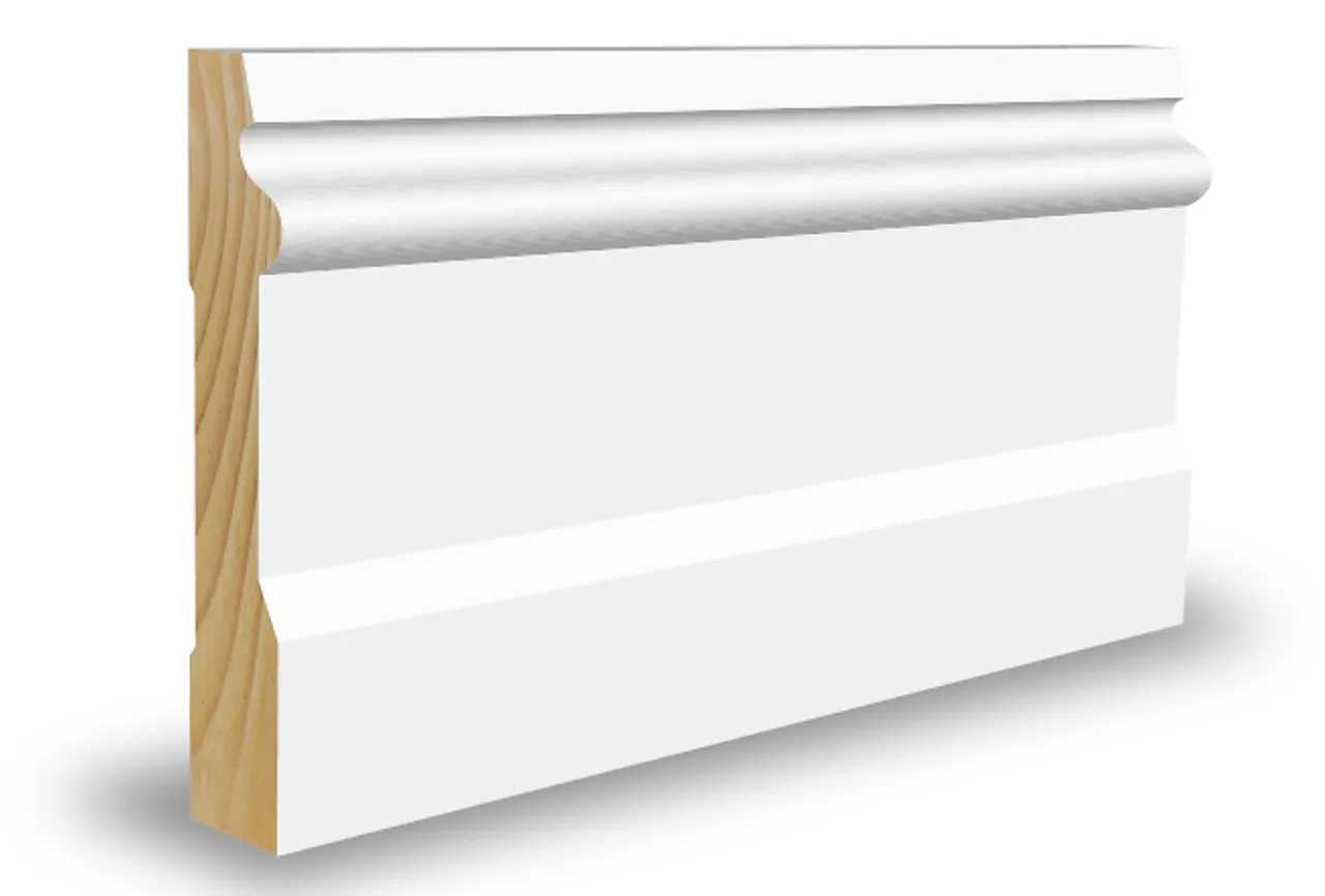 Gulvlist furu profilert CW231 hvit bomull S0502-Y 15x95x4400 mm