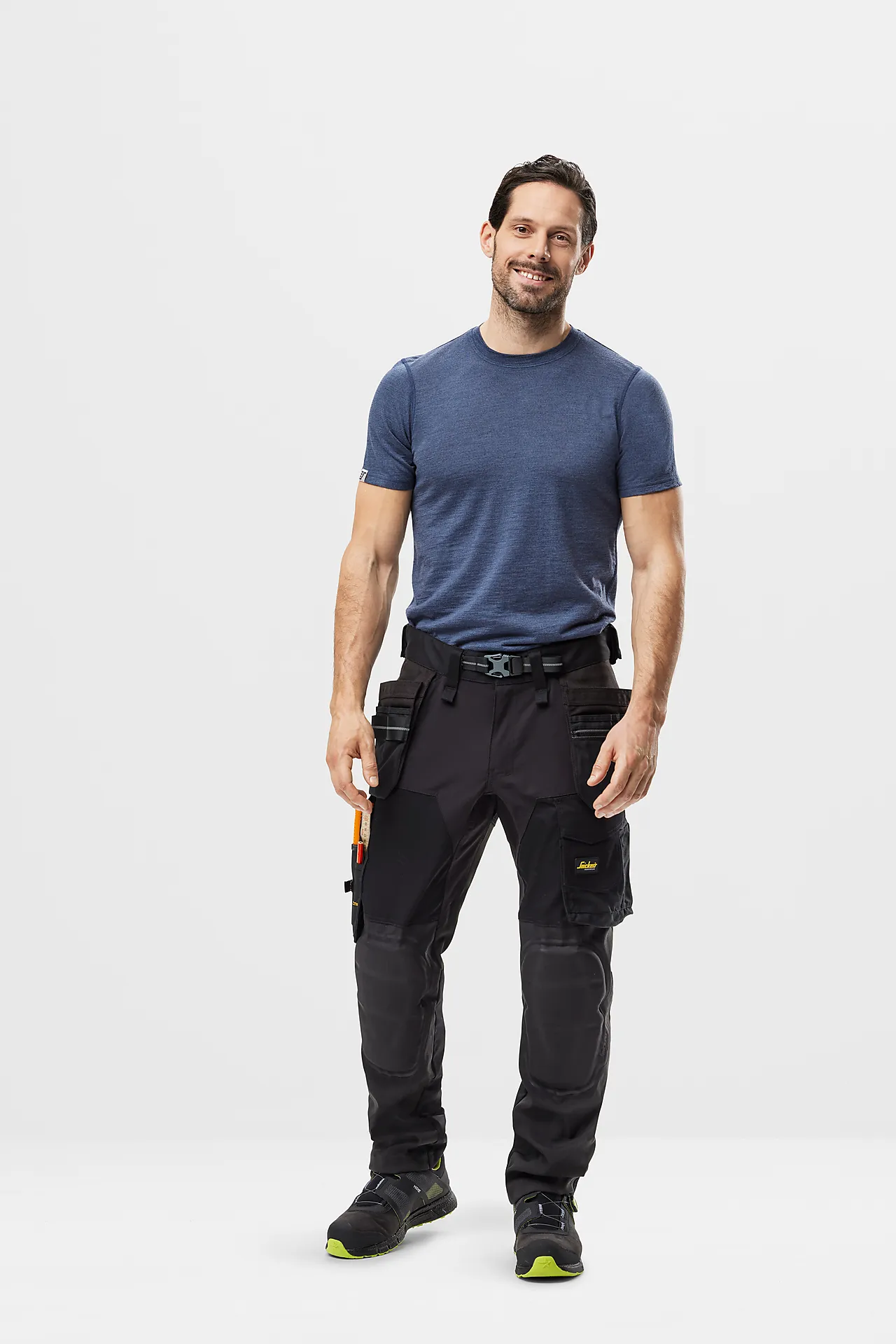 Arbeidsbukse sort med kneputer str 92 null - null - 2 - Miniatyr