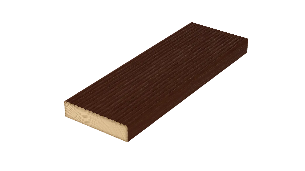 Marnar Bruk Royal furu 28x145 tjærebrun terrasseb med riller