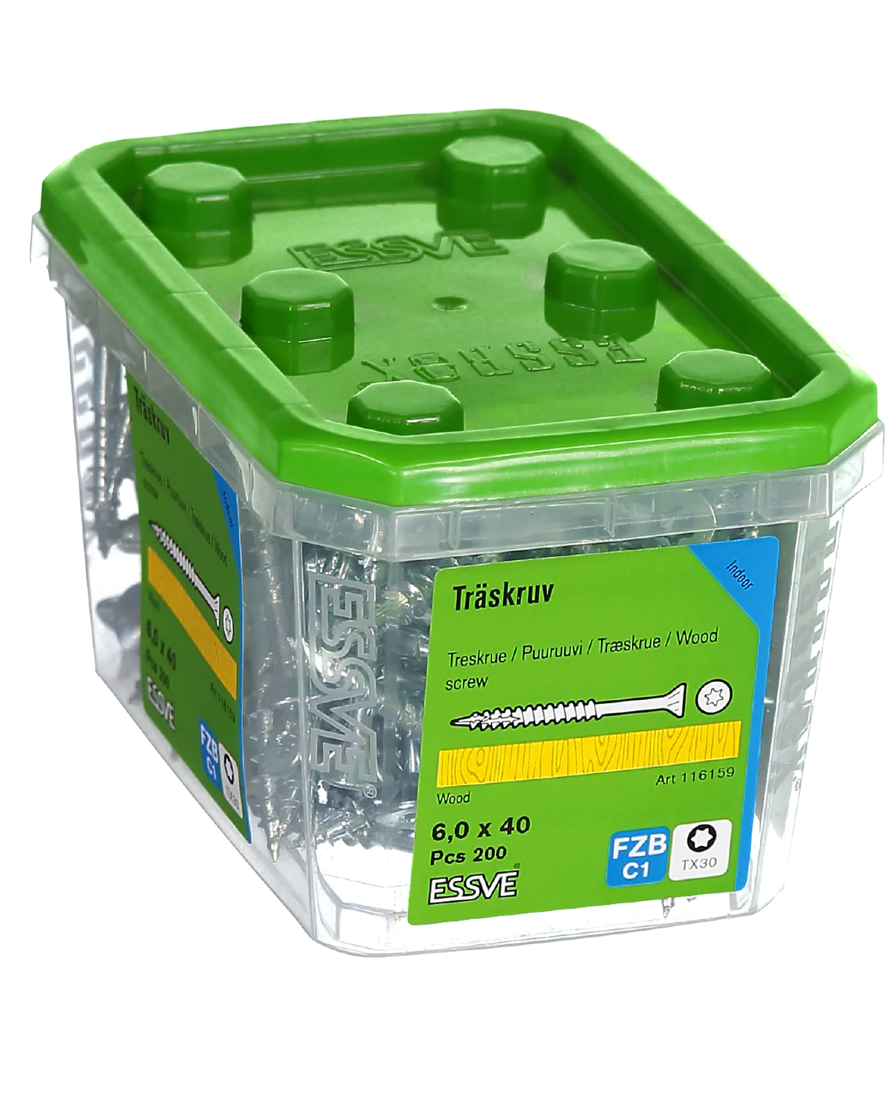 Treskrue inv sh 6x40 fzb a-200senkhode blankforsinket stål