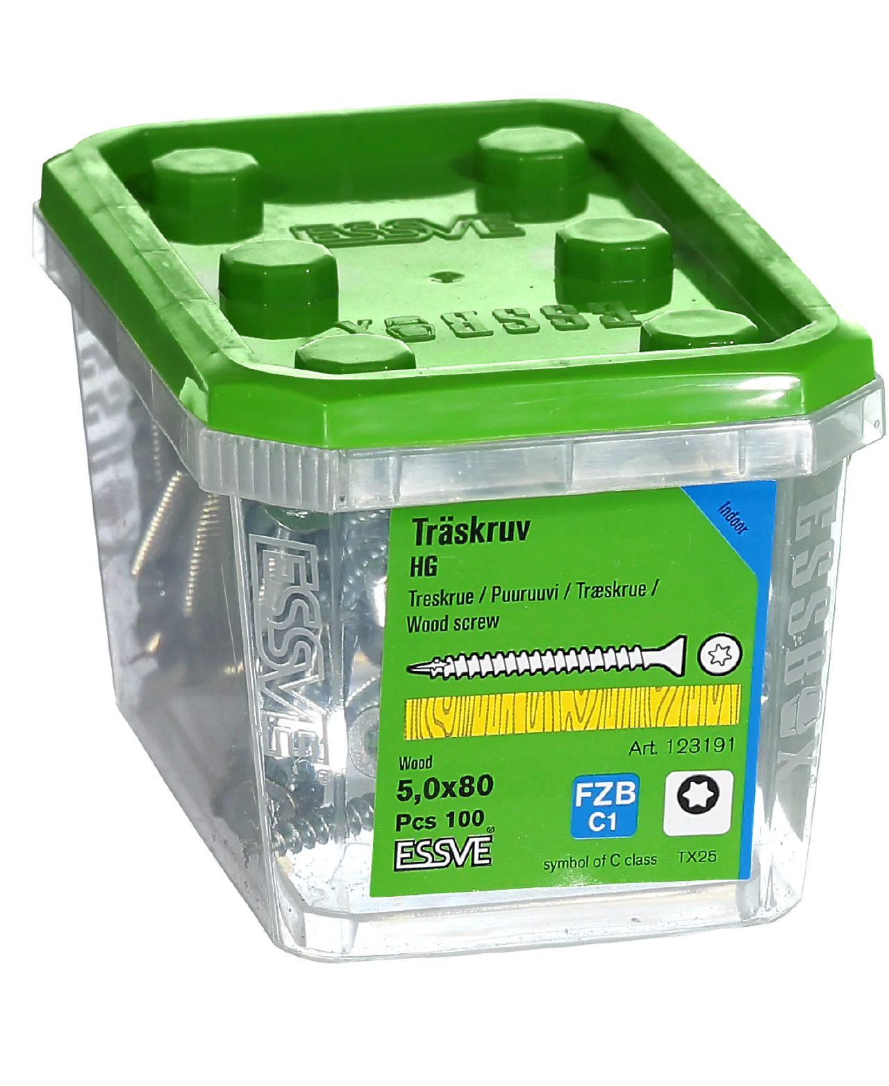 Treskrue inv sh hg 5x80 fzb a-100 senkhode helgjenget blankforsinket null - null - 2 - Miniatyr