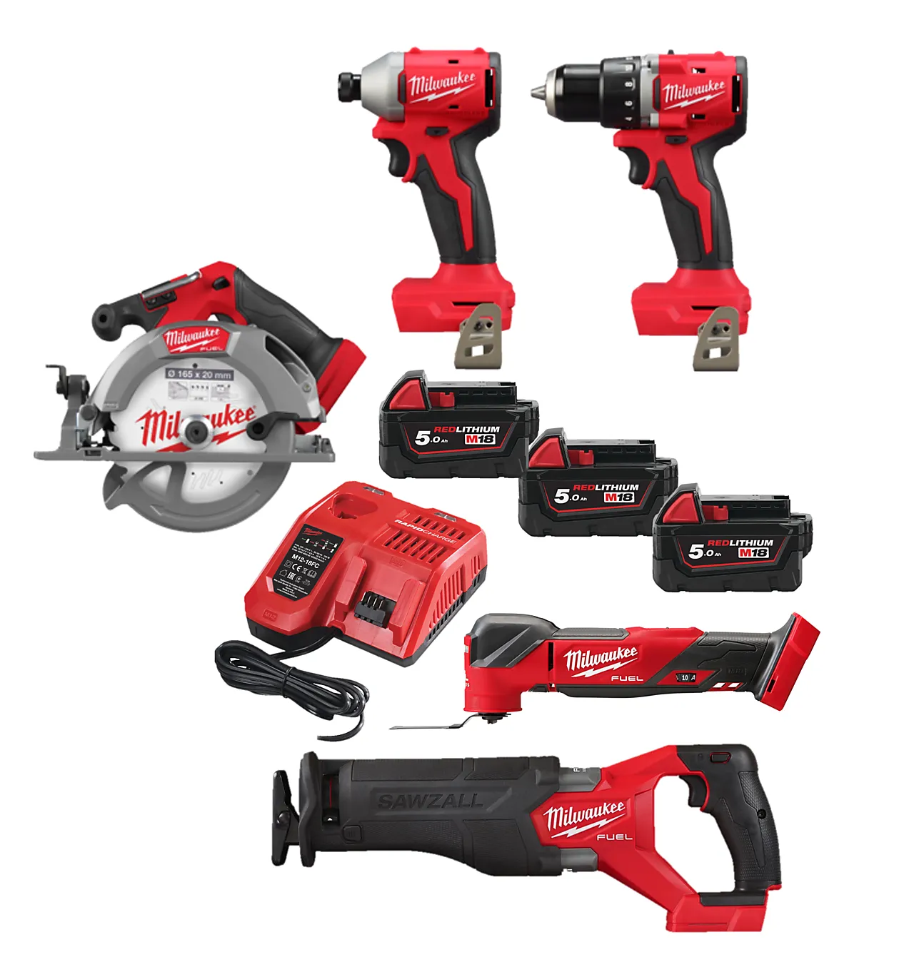 Milwaukee M18 FPP5SEC-503B maskinsett 5 deler