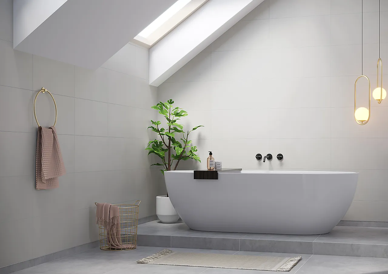 Baderomsplate sement grå flis 60x30 cm 11x620x3020 mm null - null - 3 - Miniatyr