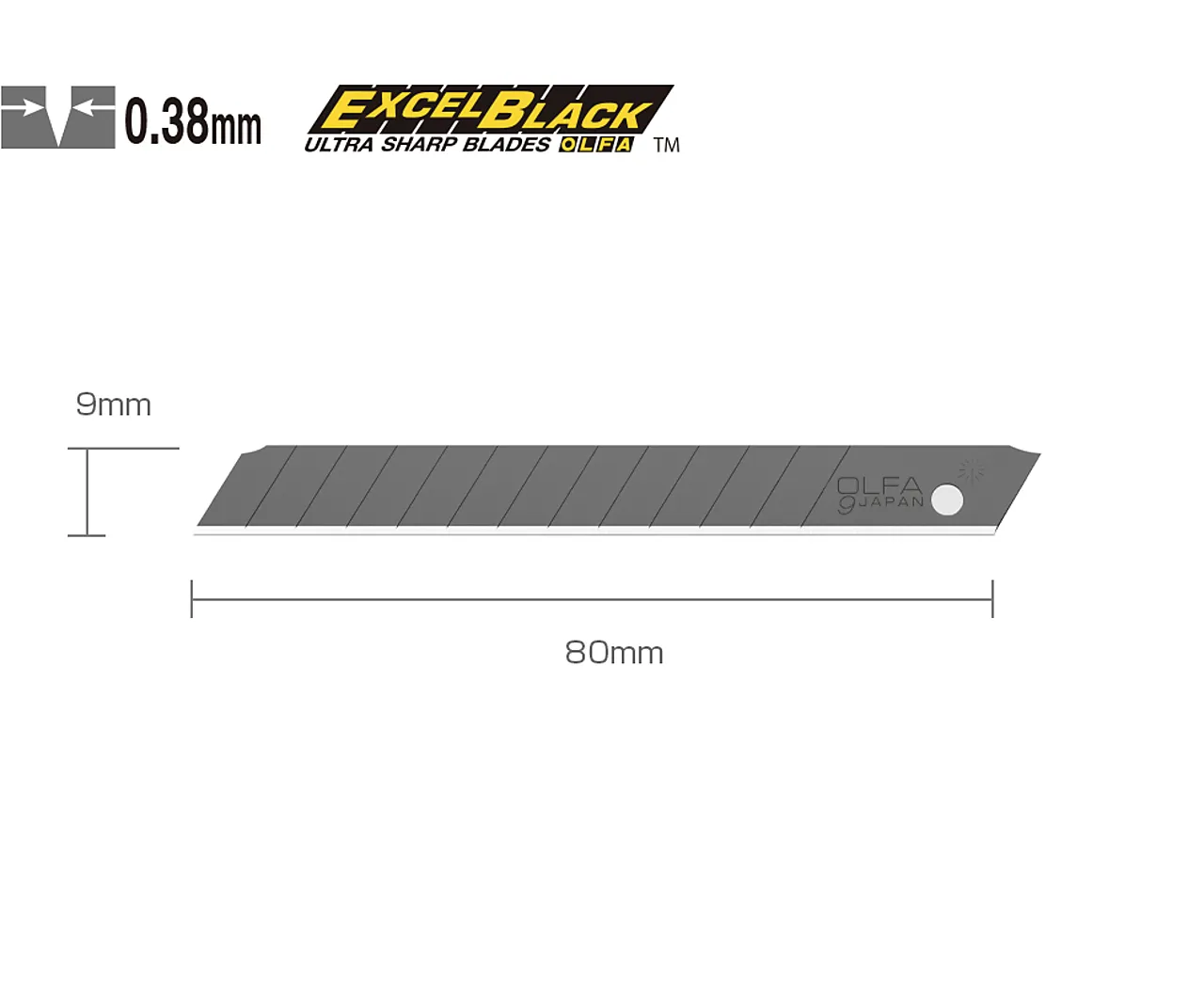 Knivblad 9mm abb-10b sort a10 olfa avbrekkbart blad ekstra skarp Knivblad 9mm abb-10b sort a10 olfa avbrekkbart blad ekstra skarp