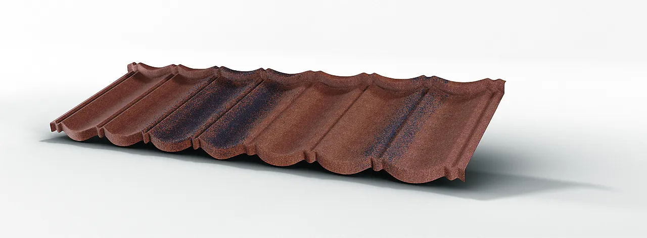 Takpanne antikk rød classic decra decra netto mål: 126x36,8 cm Takpanne antikk rød classic decra decra netto mål: 126x36,8 cm