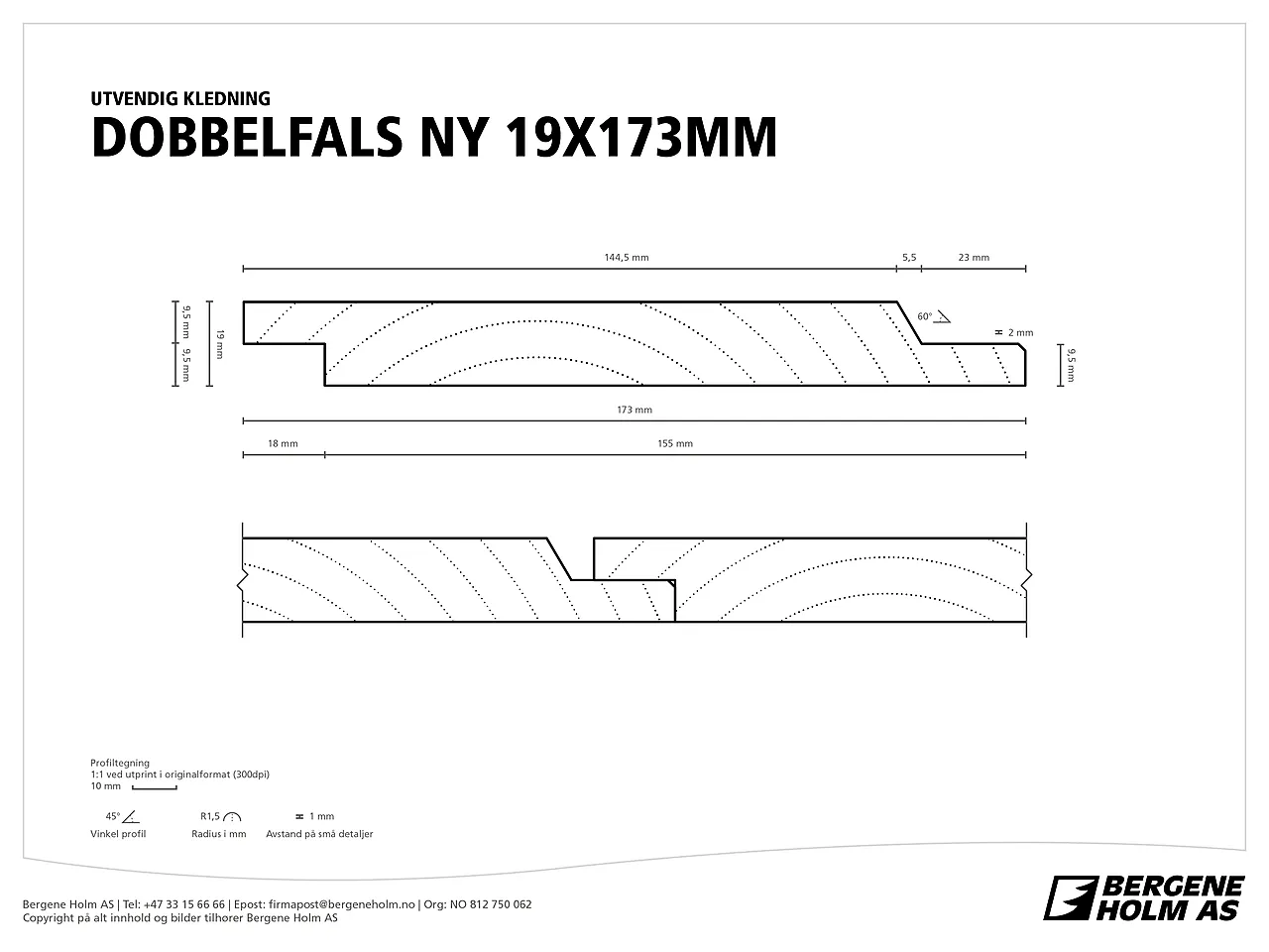 Gran 19x173 df 60gr spesialfarge dobbelfals ny grunning+mellomstrøk null - null - 2 - Miniatyr