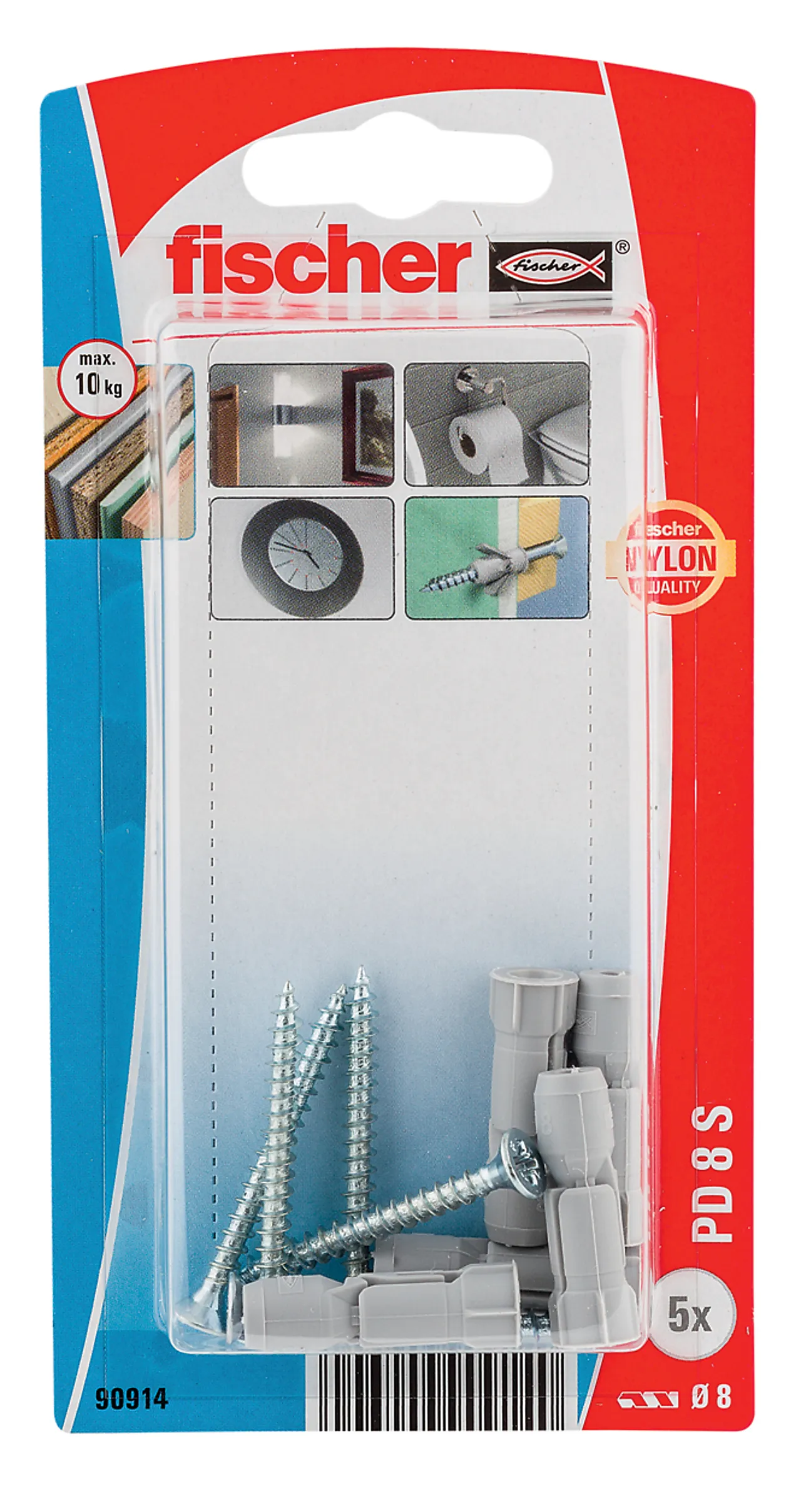 Nylonplugg pd 8 s bk 5 stk pr bk nv fischer Nylonplugg pd 8 s bk 5 stk pr bk nv fischer