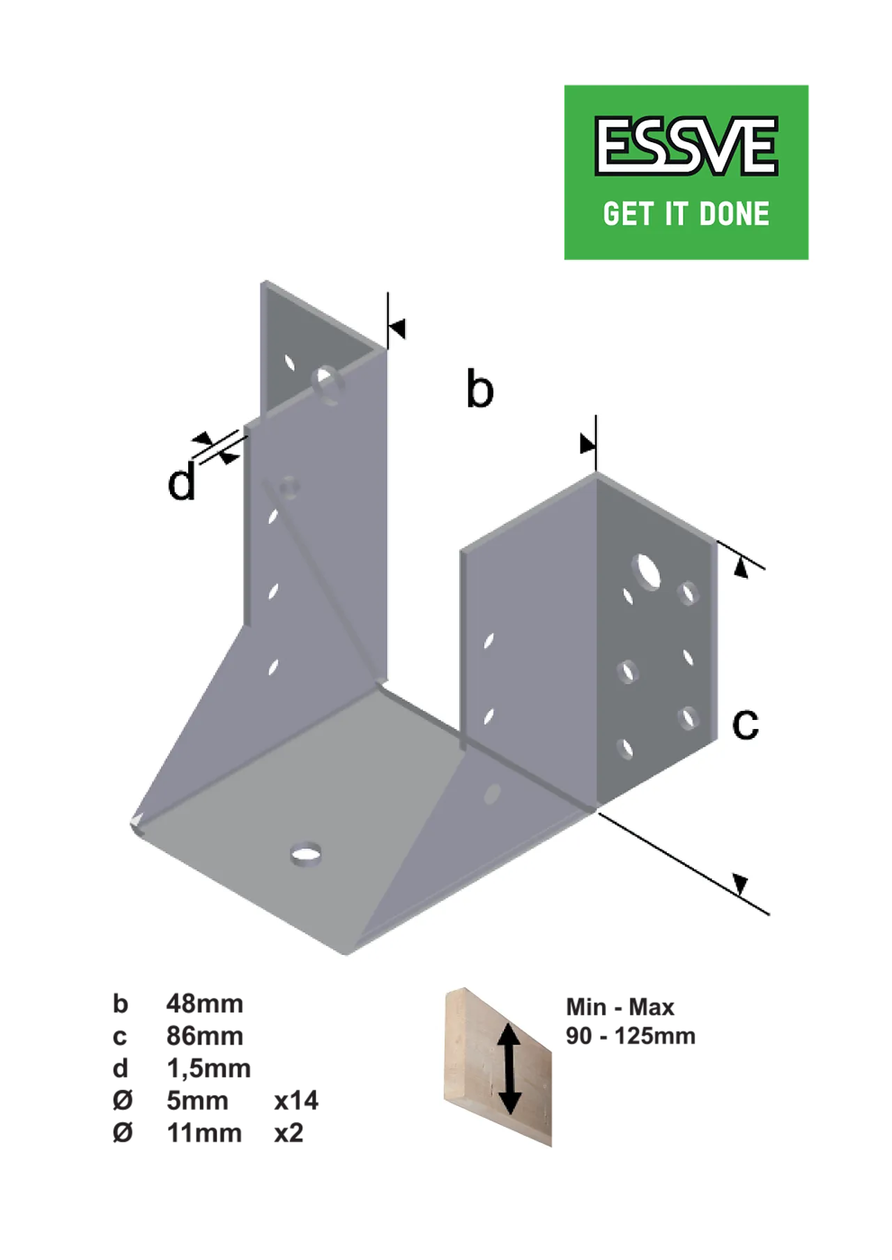 Bjelkesko utvendig flik og plate 48 x 86 mm null - null - 3 - Miniatyr