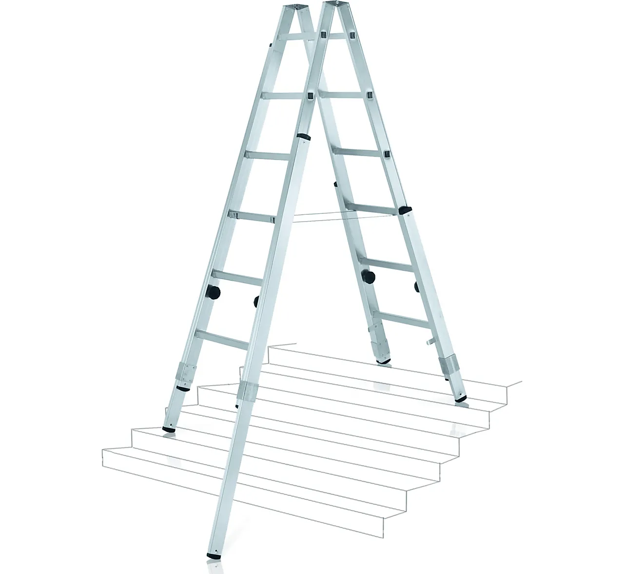 Stige justerbar 2,4m z600 vario zarges. Med 4 regulerbare ben