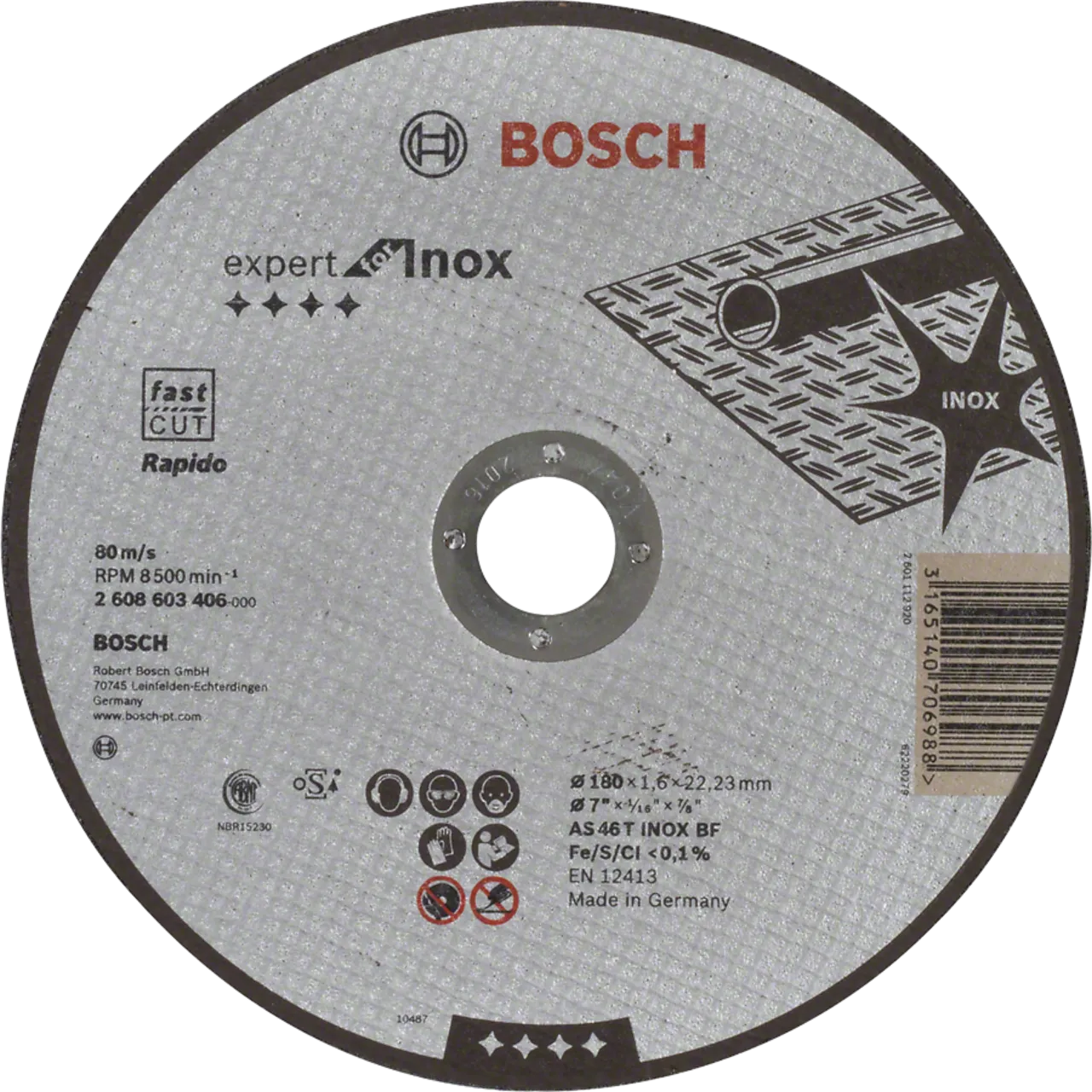Kappeskive exp inox 180x1,6mm lige lige bosch n40