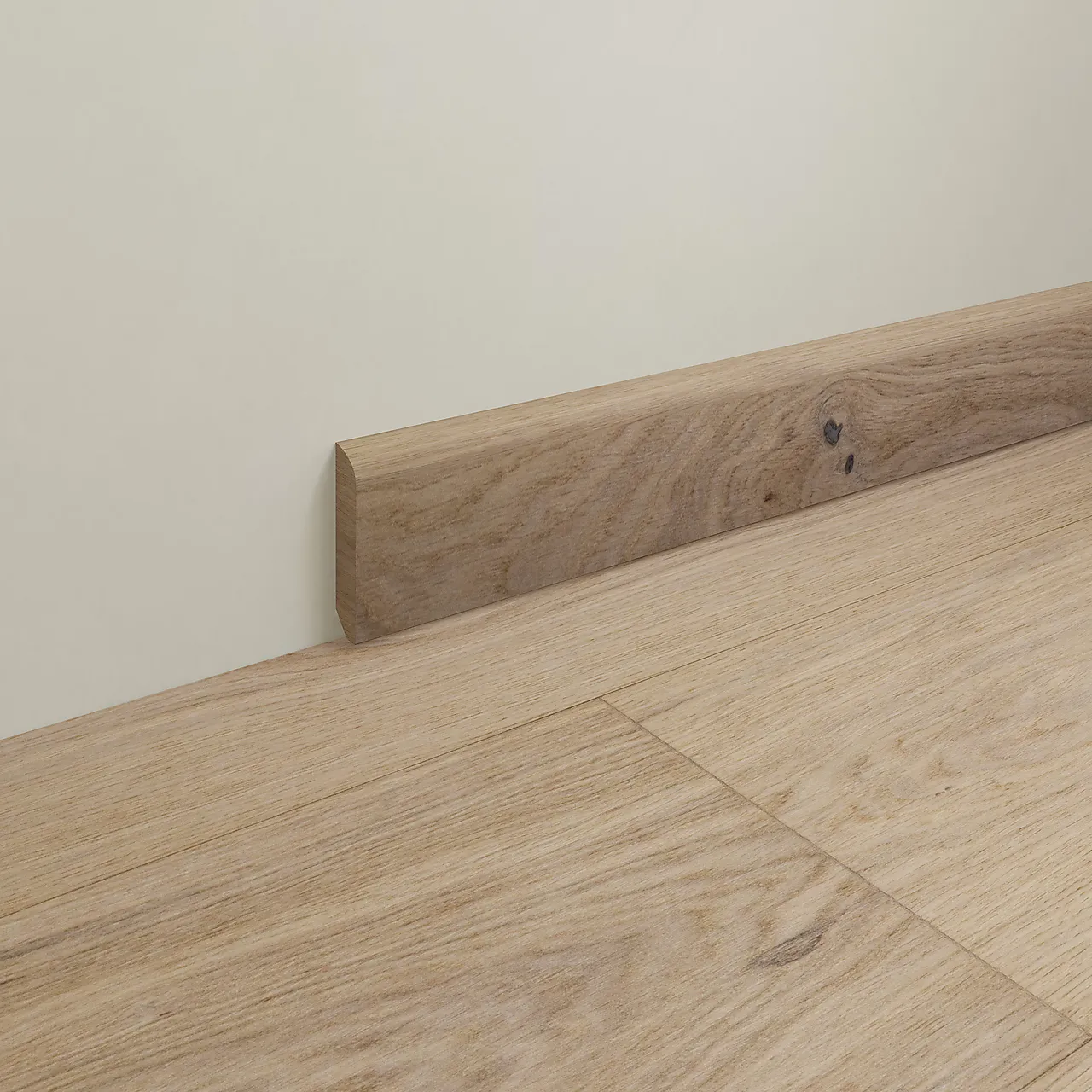 Fotlist eik mattlakkert finér 14x60x2250 mm hvit