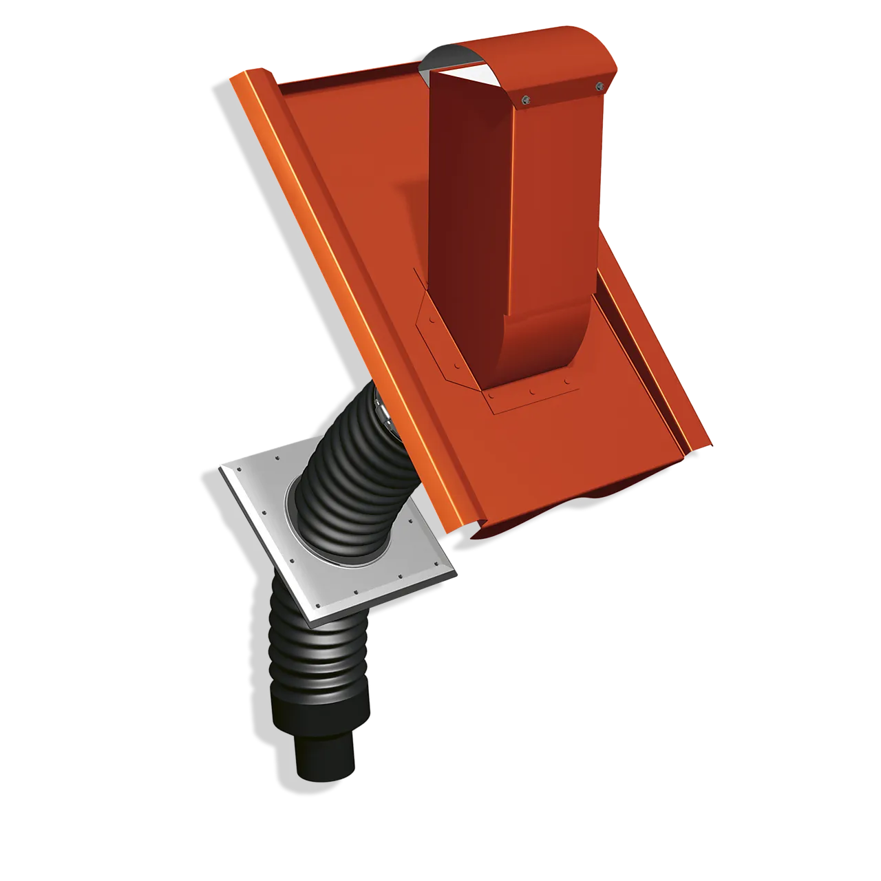 Avløpslufter i stål 2-krum teglrød passer til palema Avløpslufter i stål 2-krum teglrød passer til palema