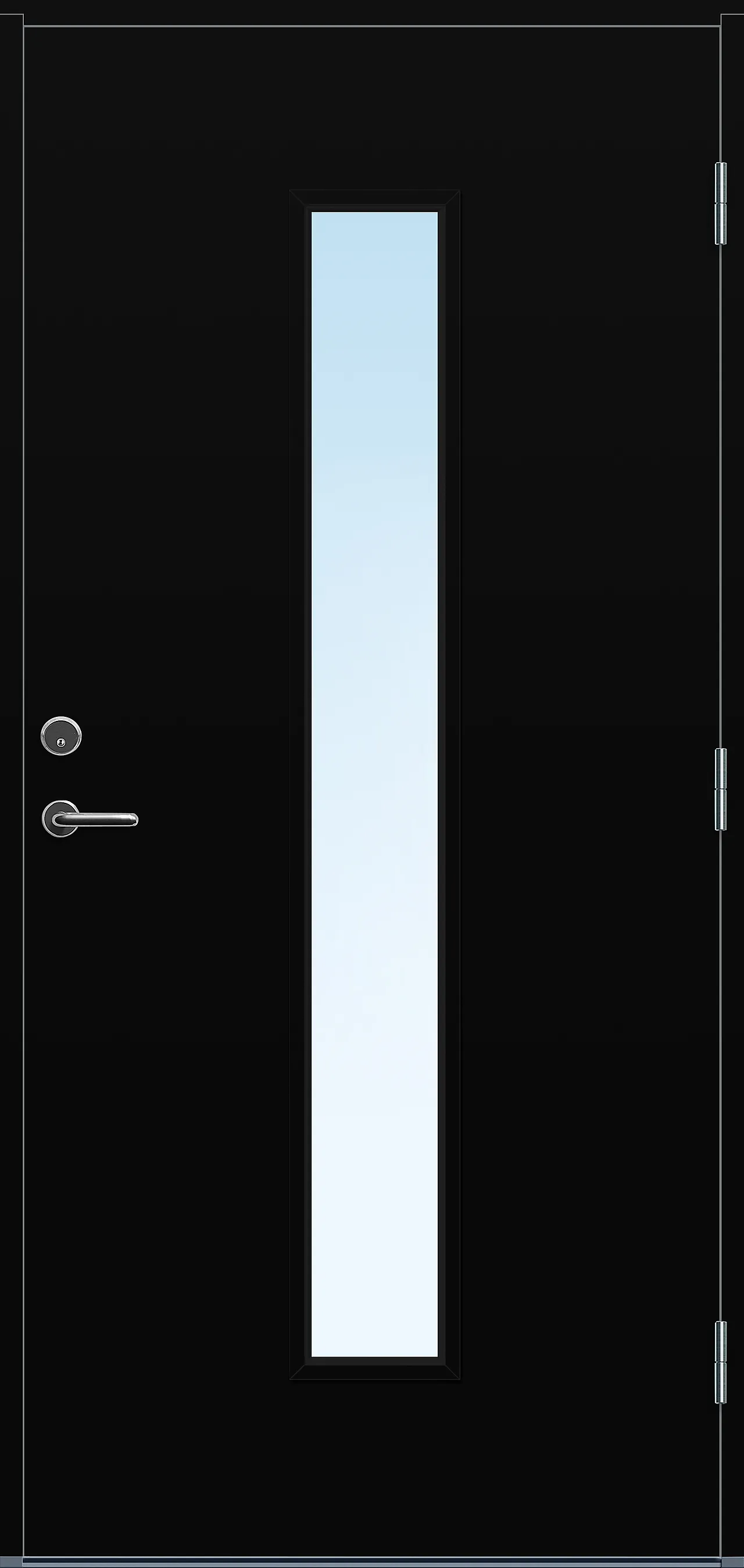 Ytterdør Volda med glass svart høyre 100x210 cm