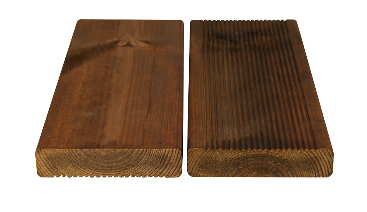 Terrassebord royalimpregnert brun furu Duo rillet 28x120 mm null - 28x120 - 3 - Miniatyr