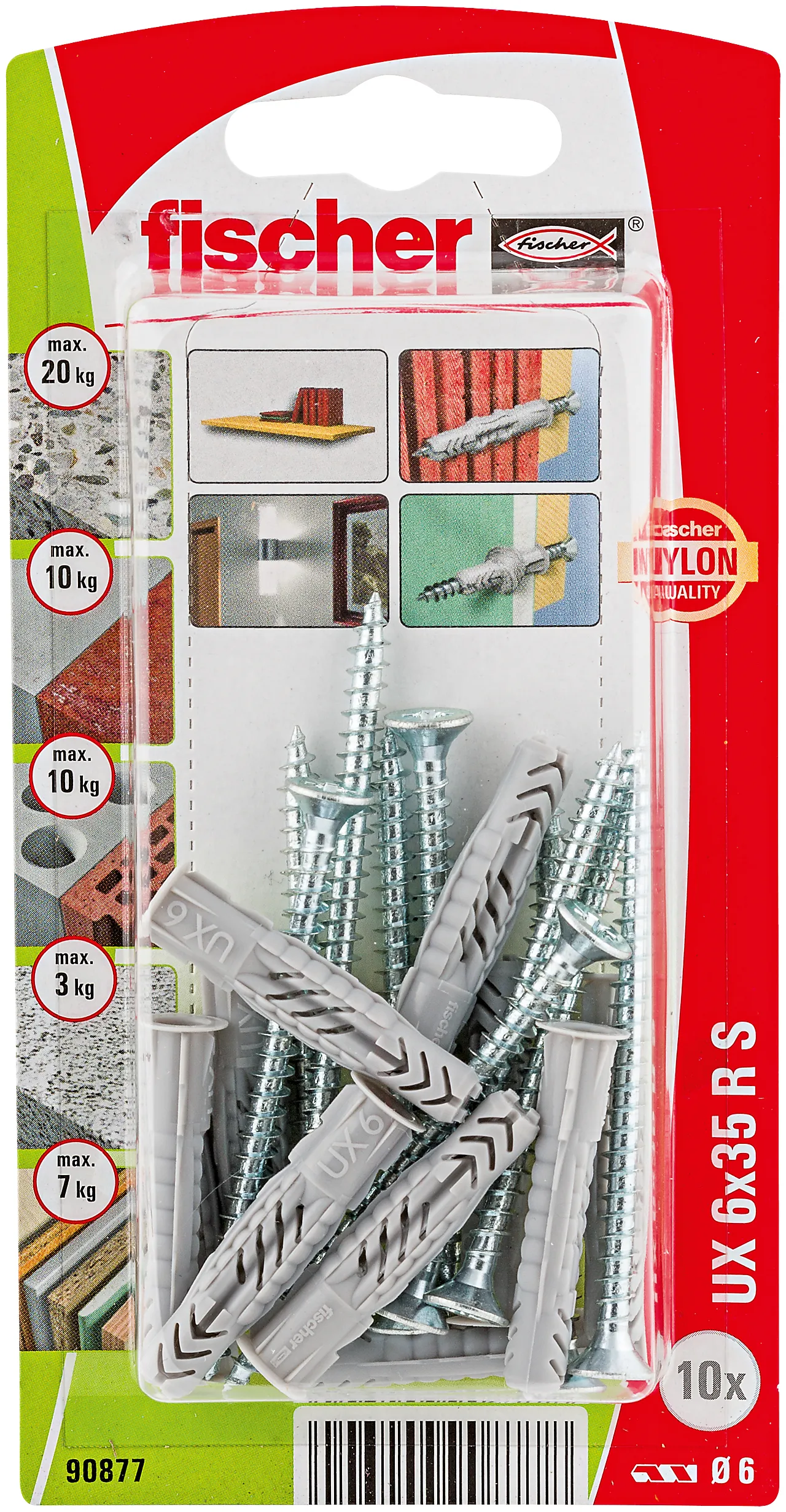 Universalplugg UX 6x35 mm R S med skrue og krage 10 stk null - null - 2 - Miniatyr