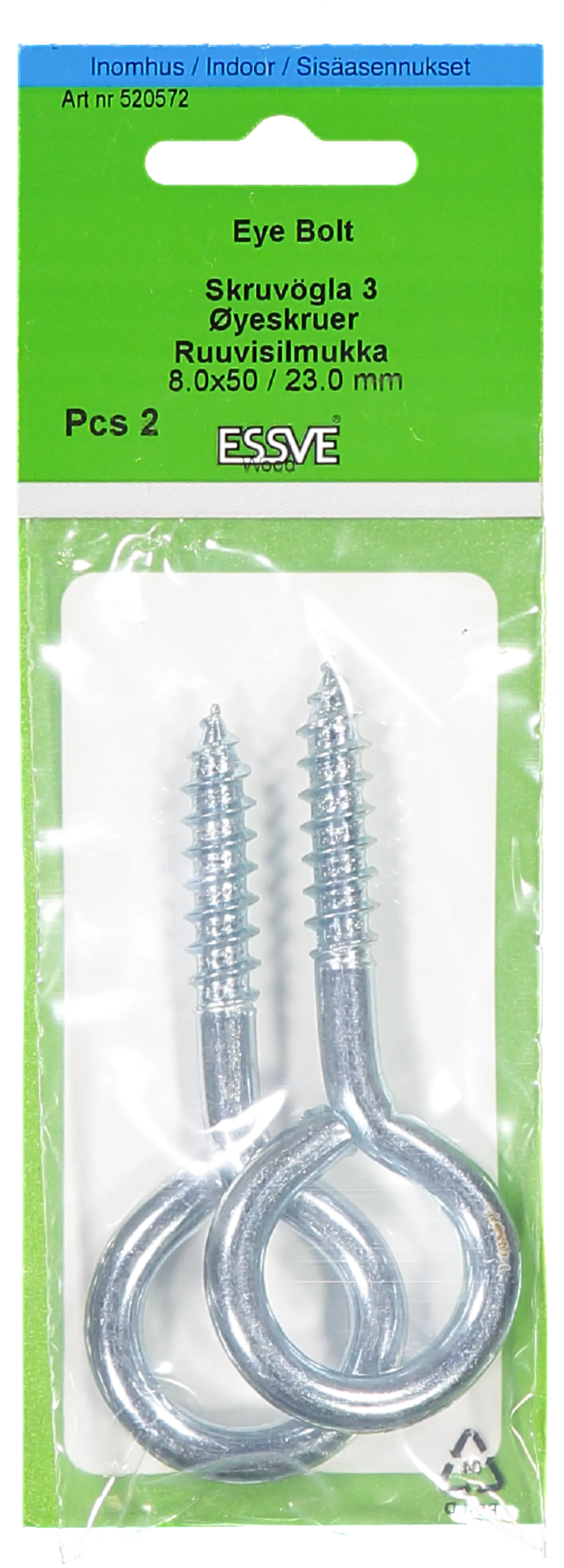 Øyeskrue 50x23/8mm fzb -2blankforsinket stål Øyeskrue 50x23/8mm fzb -2blankforsinket stål