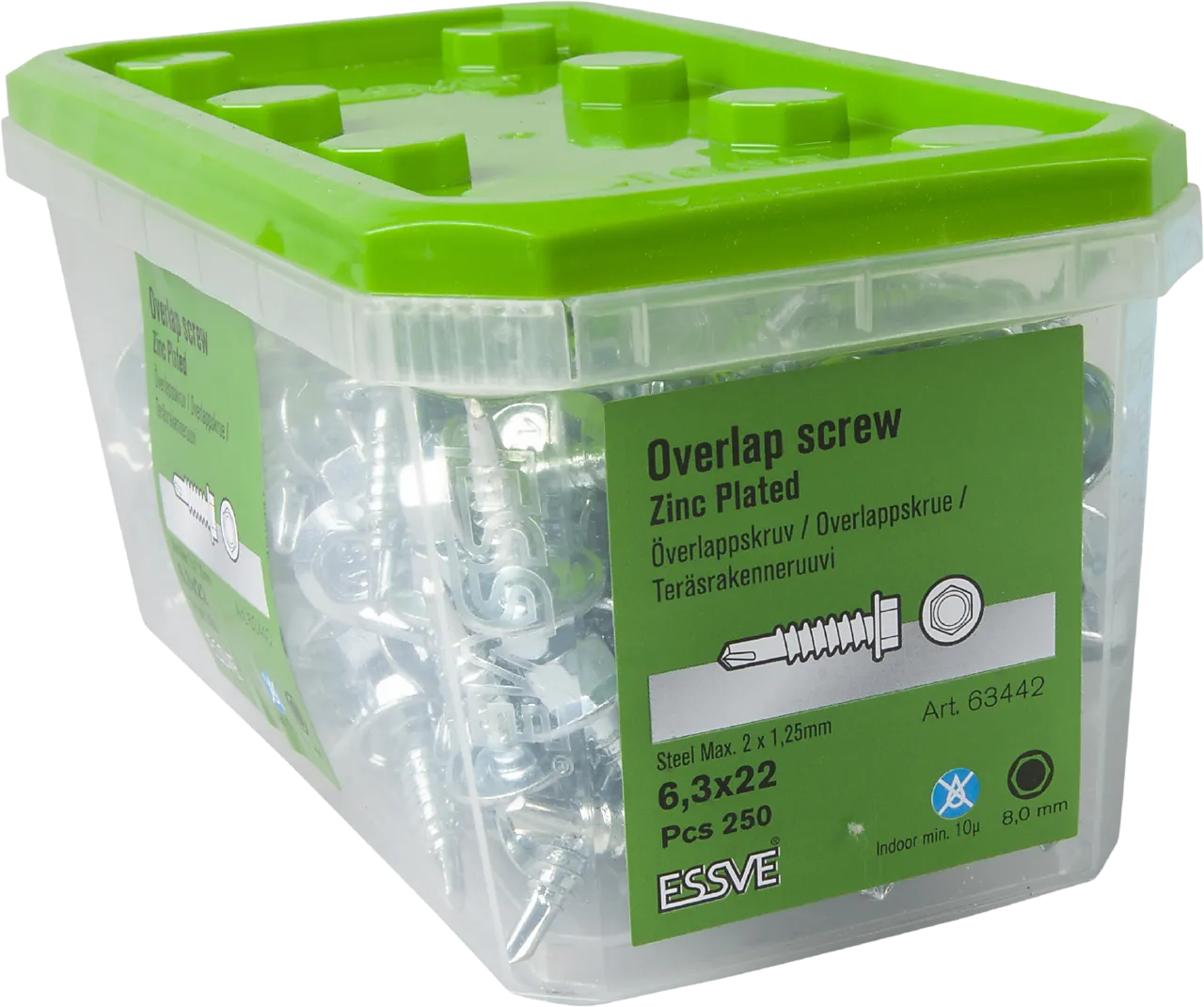 Overlappskrue borsp 6,3x22 fzb -250, borspiss frislipp blankforsinket null - null - 2 - Miniatyr