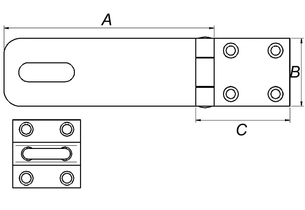 Haspe 155 mm elforzinket 0307 null - null - 2 - Miniatyr