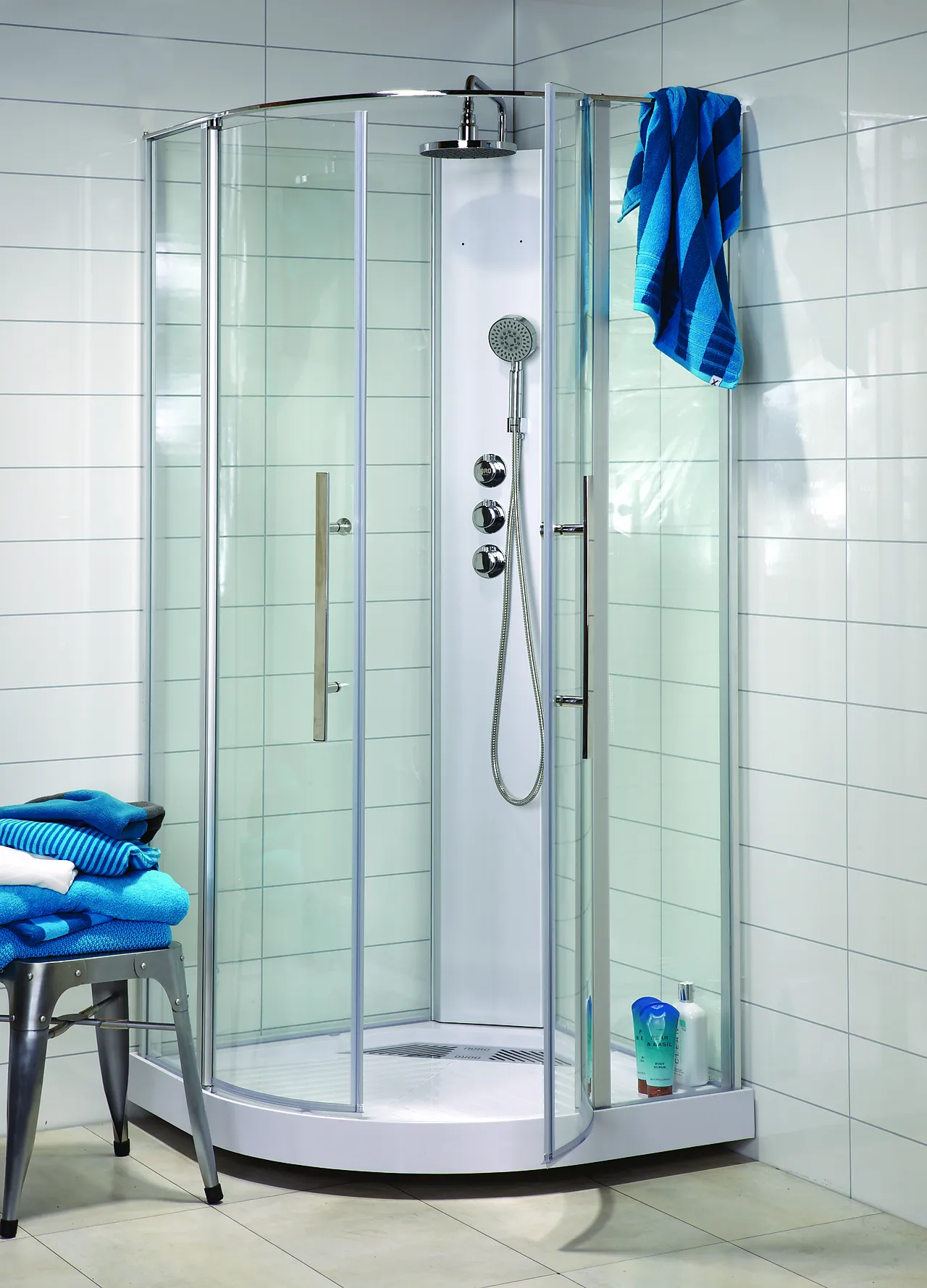 Dusjkabinett 90x90 cm matt sølv