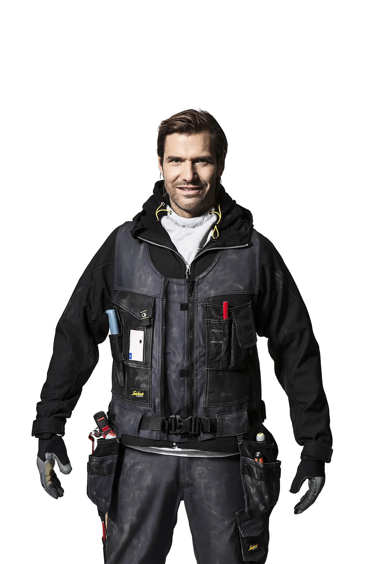 Verktøyvest 4254 sort/sort S canvas med hylsterlommer null - S - 2 - Miniatyr