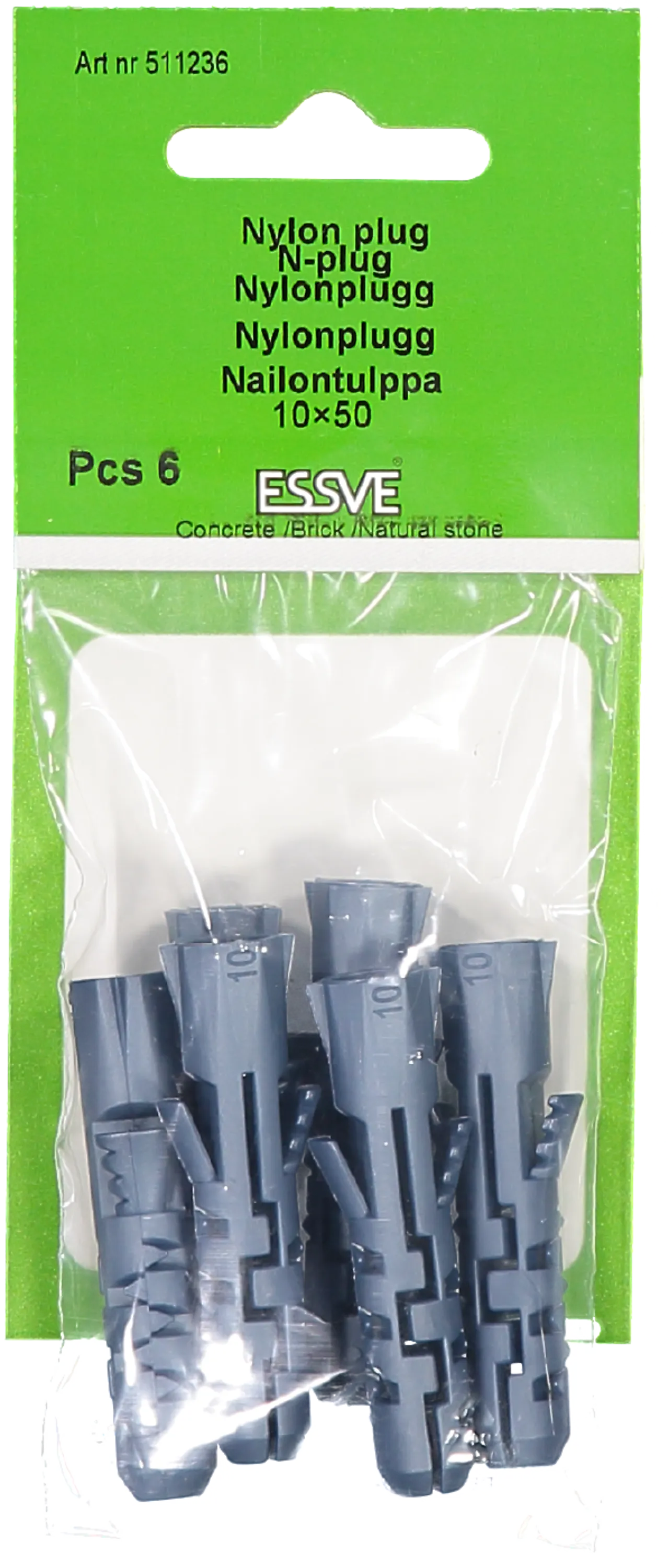Nylonplugg n 10x50 lys grå a-6feste i harde materialer null - null - 2 - Miniatyr