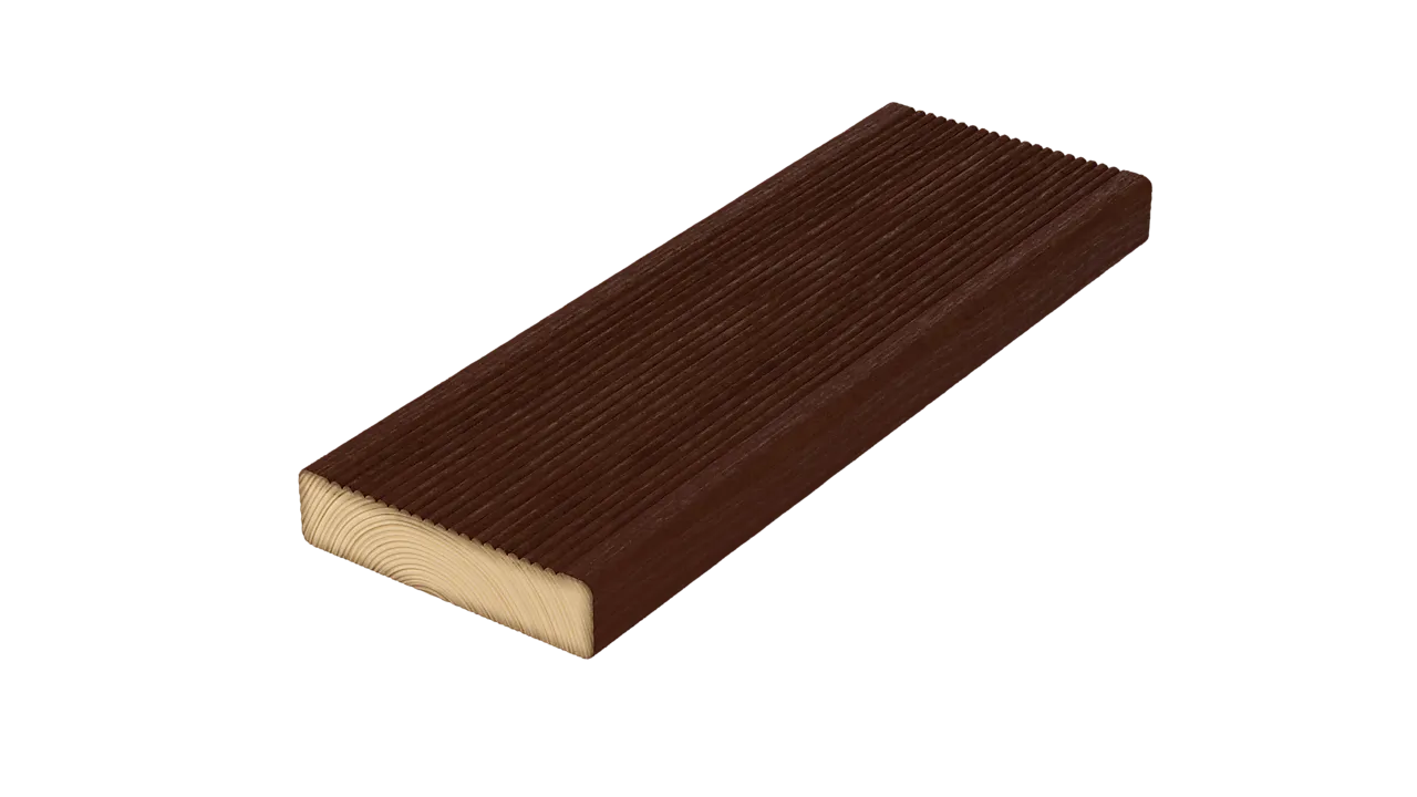 Marnar Bruk Royal furu 28x120 tjærebrun terrassebord Uno