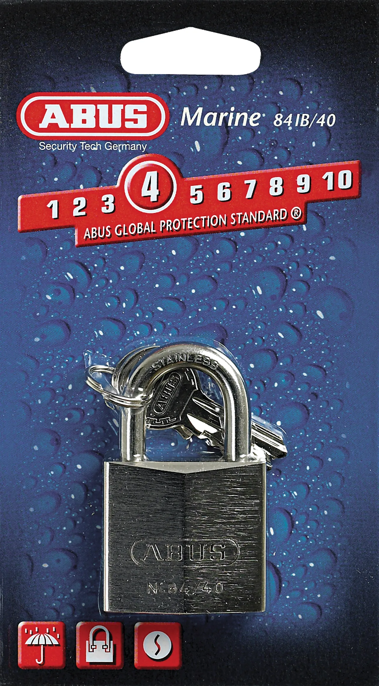 Hengelås 84ib/40 c marine abus forn.messing/bøyle rustf stål Hengelås 84ib/40 c marine abus forn.messing/bøyle rustf stål