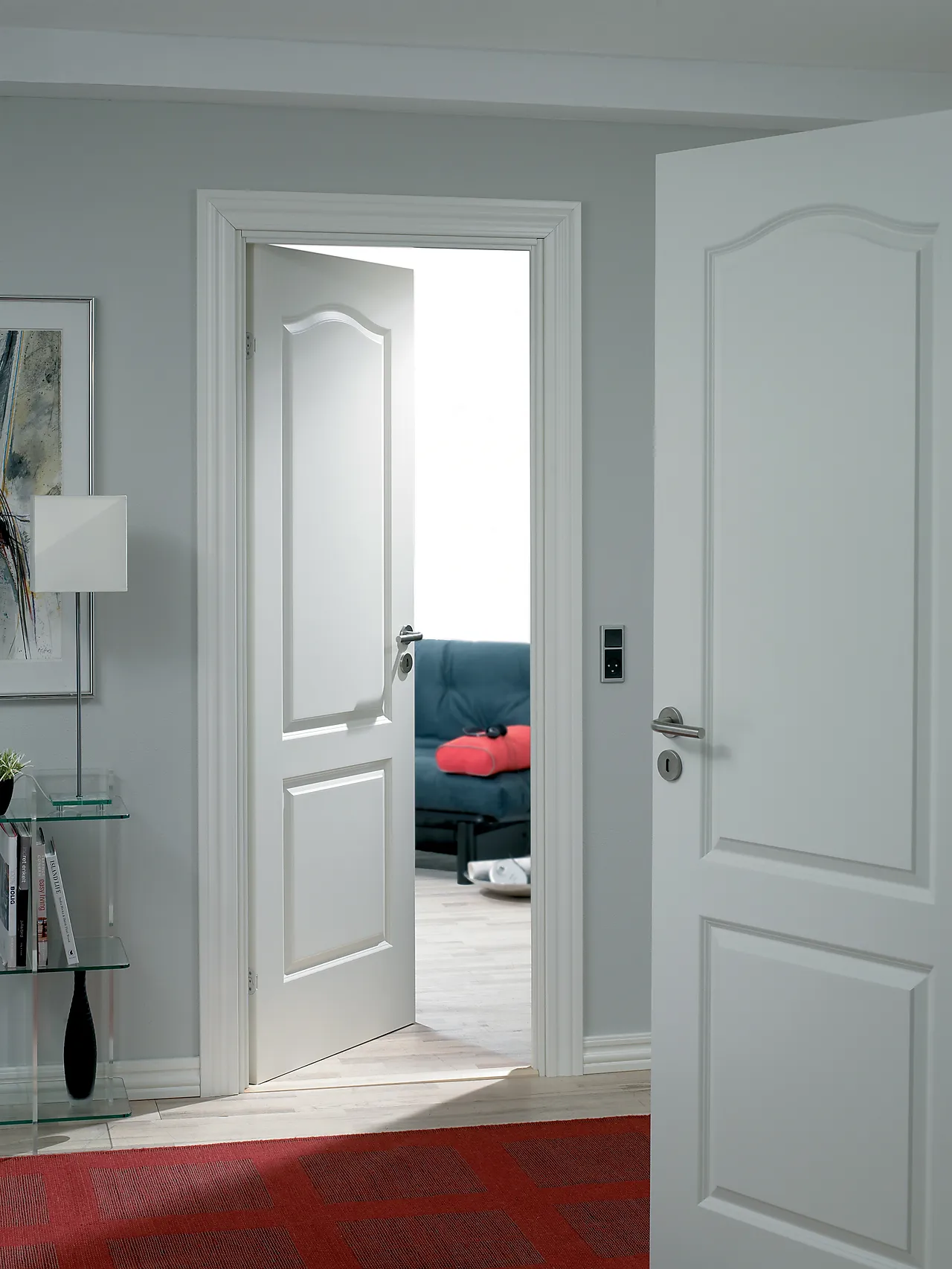 Dør compact 02b 9x21 hvit malt massiv formpresset null - null - 3 - Miniatyr