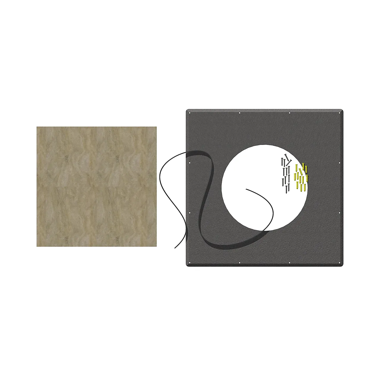 Dekkplate ø150/combi halv delt 0gr halvisolert 2-delt sort