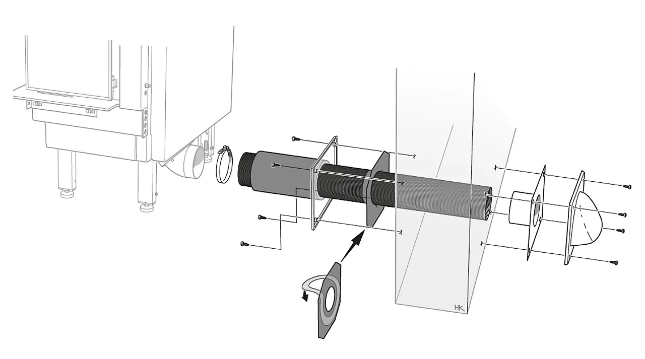Lufttilførselsett ø100mm q-serie inkl veggjennomføring Lufttilførselsett ø100mm q-serie inkl veggjennomføring