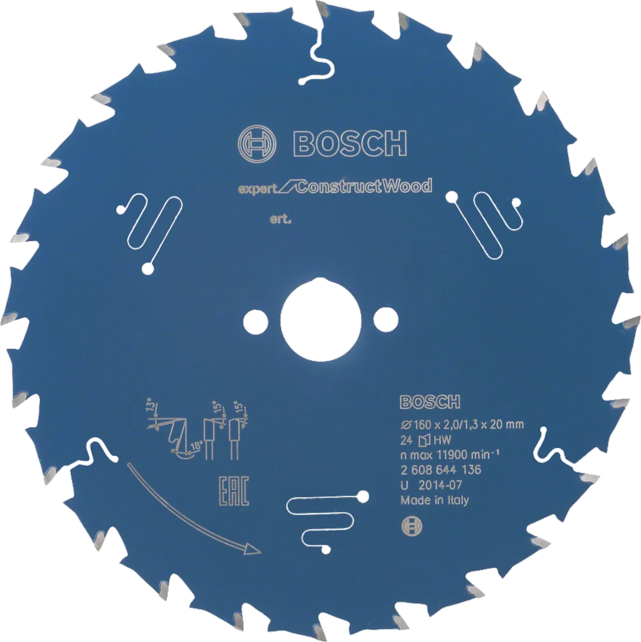Sirkelsagblad expert for construct wood ø 160x20x2 mm 24 tenner
