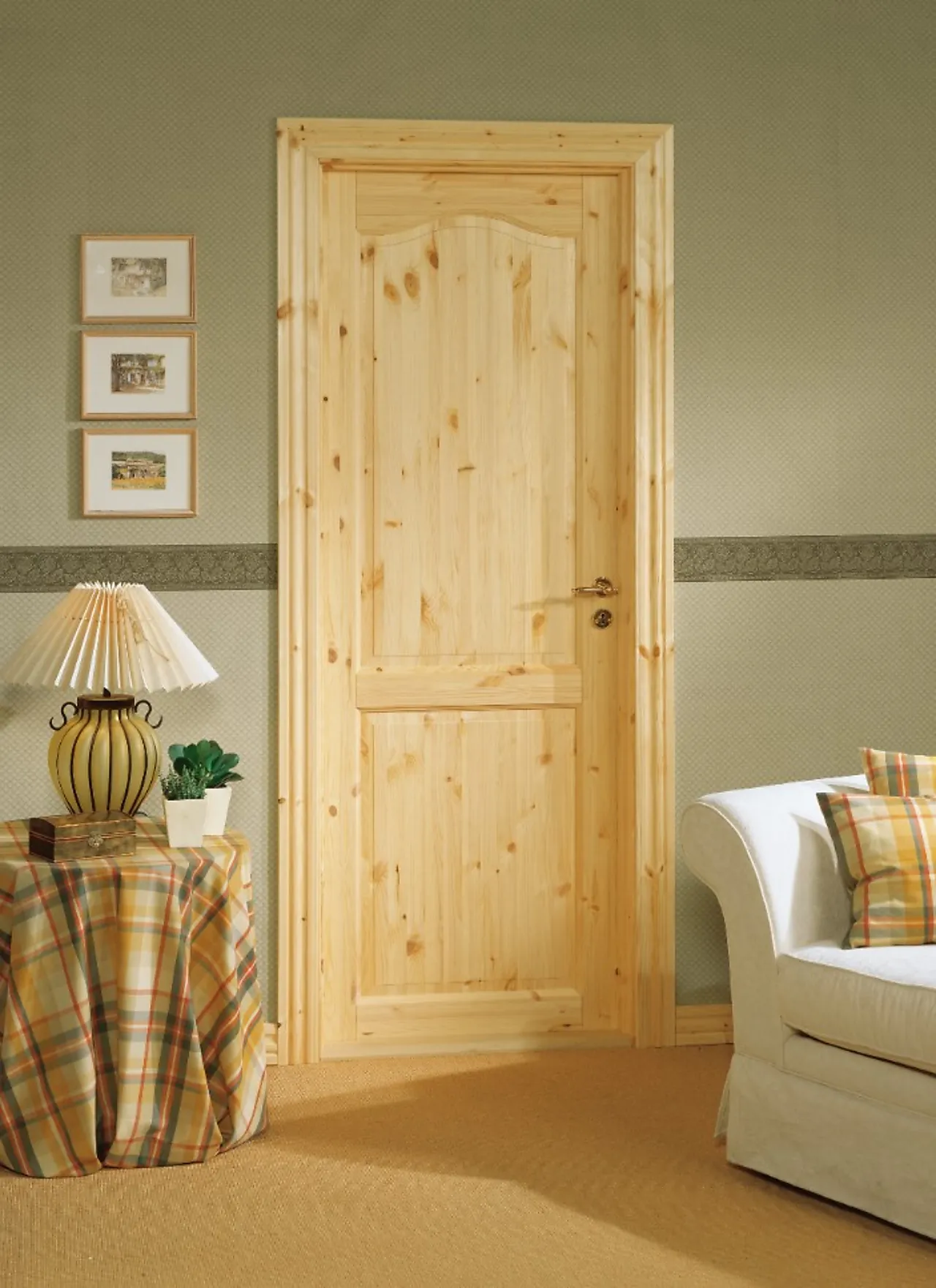 Tradition 02b 7x20 lakk furu tett heltredør 2 speil bue null - null - 2 - Miniatyr