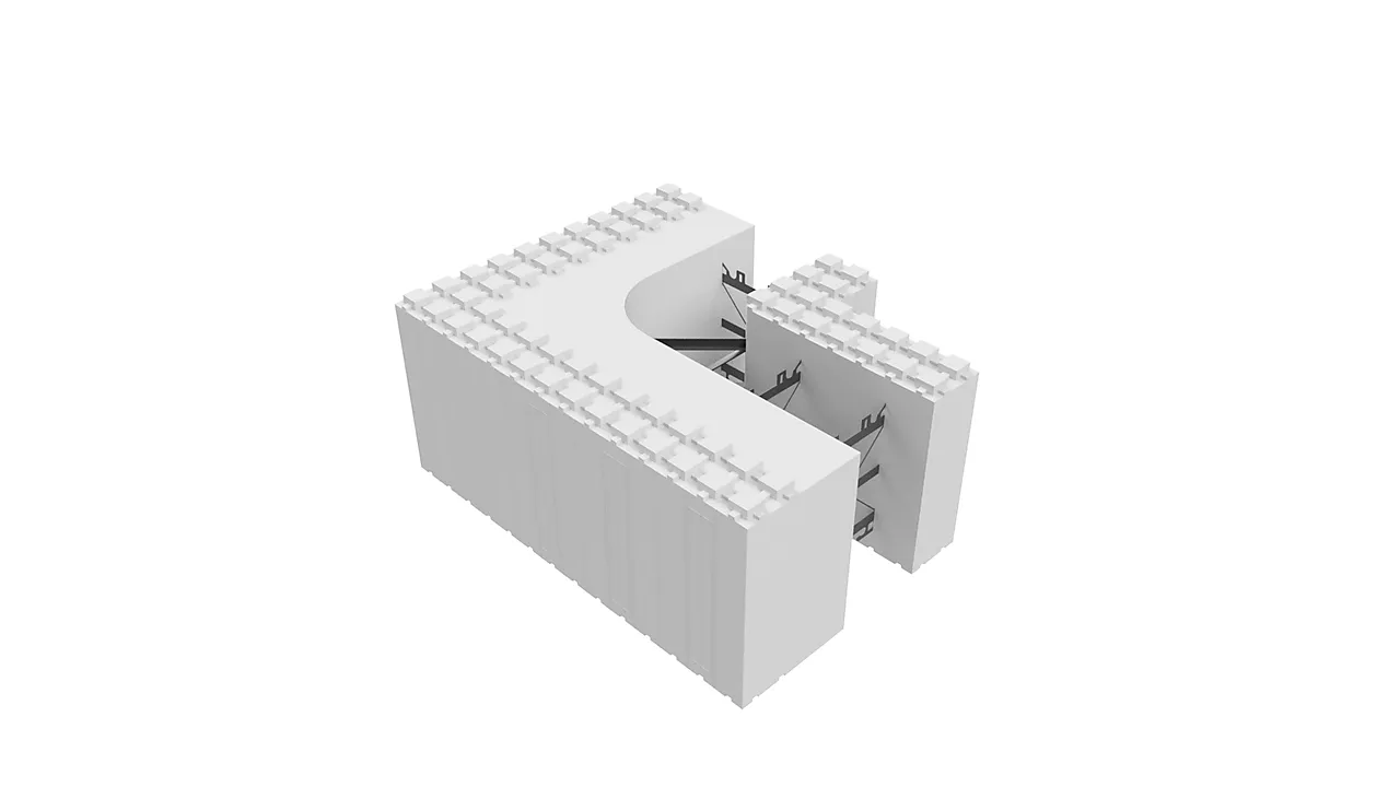 Thermomur 450 std hjørne utv hø 550x700x300mm