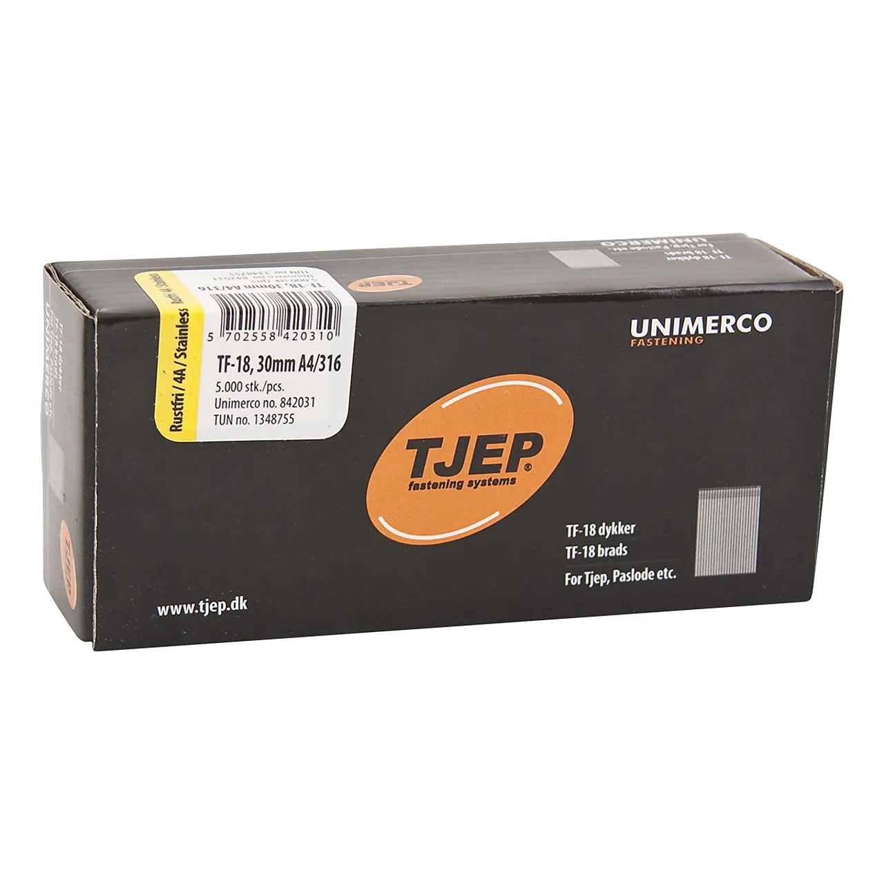 Tjep tf18 30 mm stift syrefast a4. Box 5.000 stk.