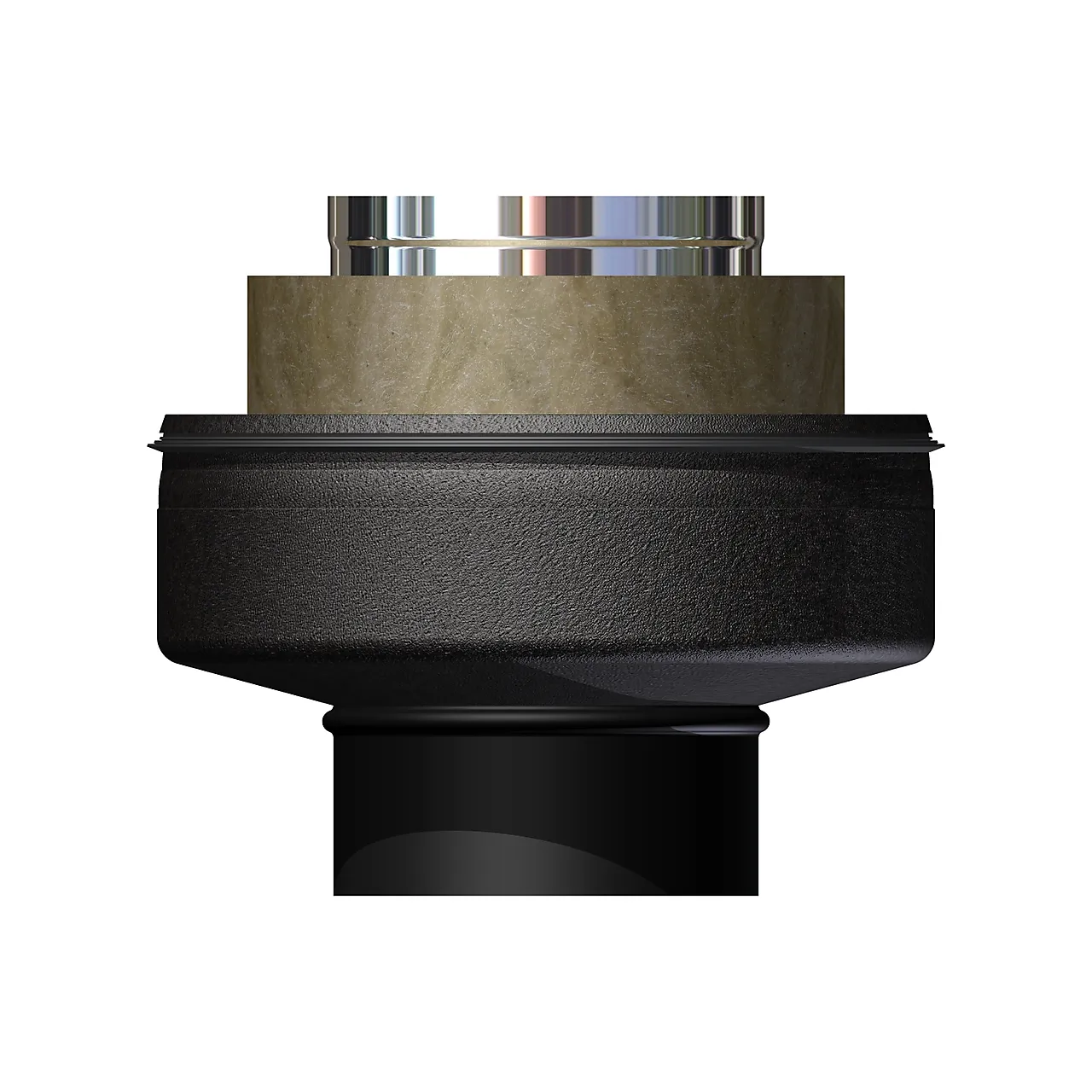 Overgang ø 150 mm uisol-helisol sort byggelengde 60 mm Overgang ø 150 mm uisol-helisol sort byggelengde 60 mm