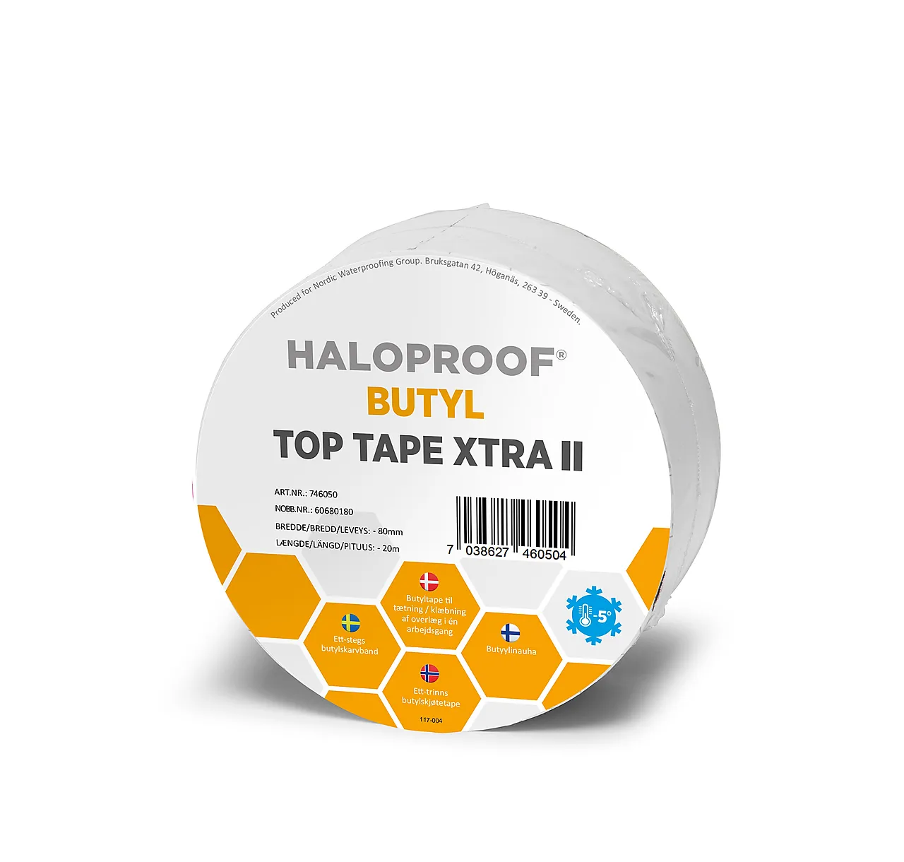 Skjøtetape ett-trinns 80mmx20m top tape extra ii haloproof mataki