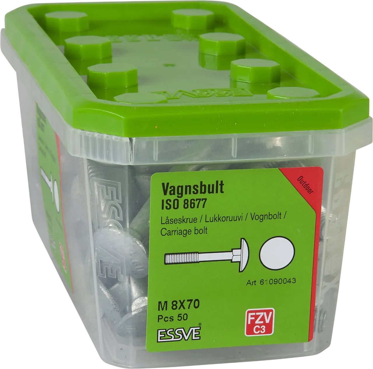 Låseskrue m8x70 din603 fzv -50 varmforsinket stål iso8677 null - null - 2 - Miniatyr