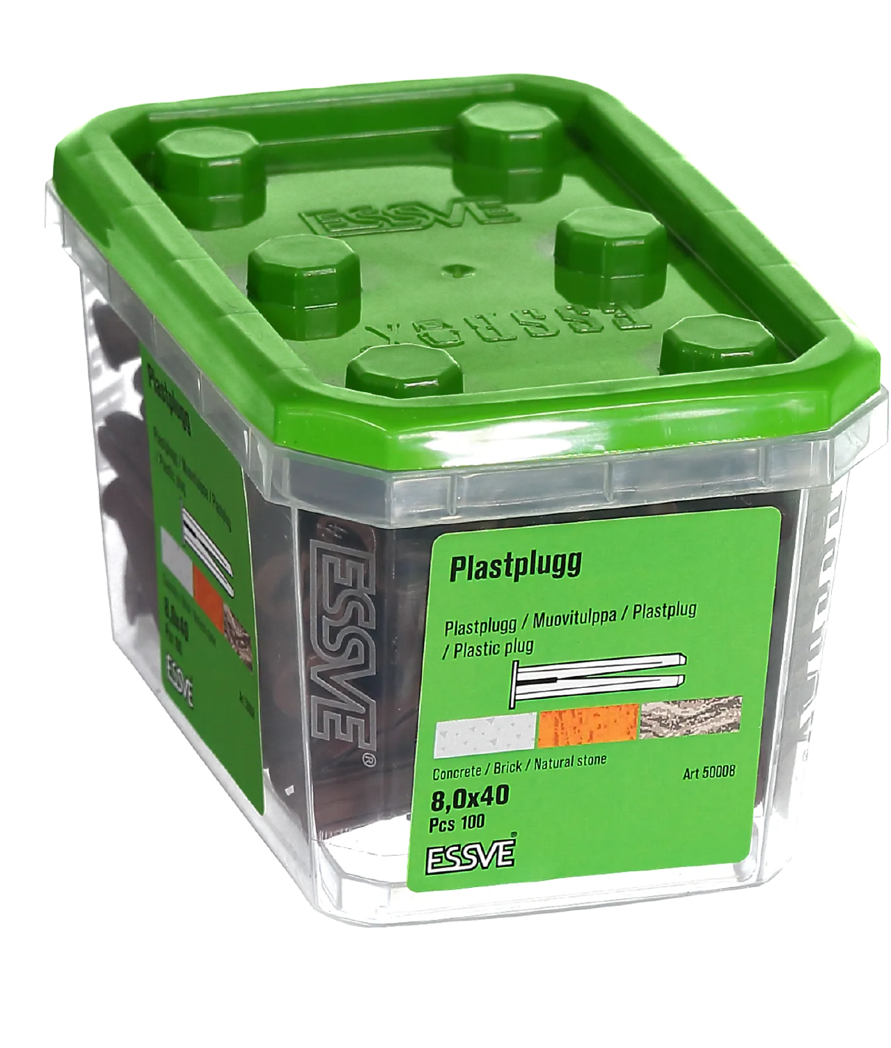 Plastplugg brun 8,0x40 a-100essve Plastplugg brun 8,0x40 a-100essve