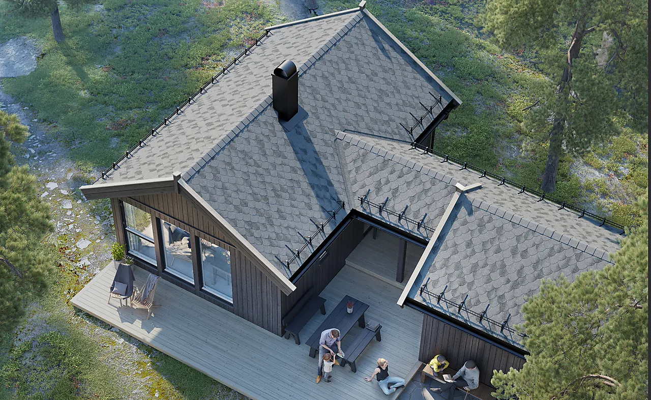 Isola takshingel dråpe skifergr str 2,58 m2 pr pakke Isola takshingel dråpe skifergr str 2,58 m2 pr pakke