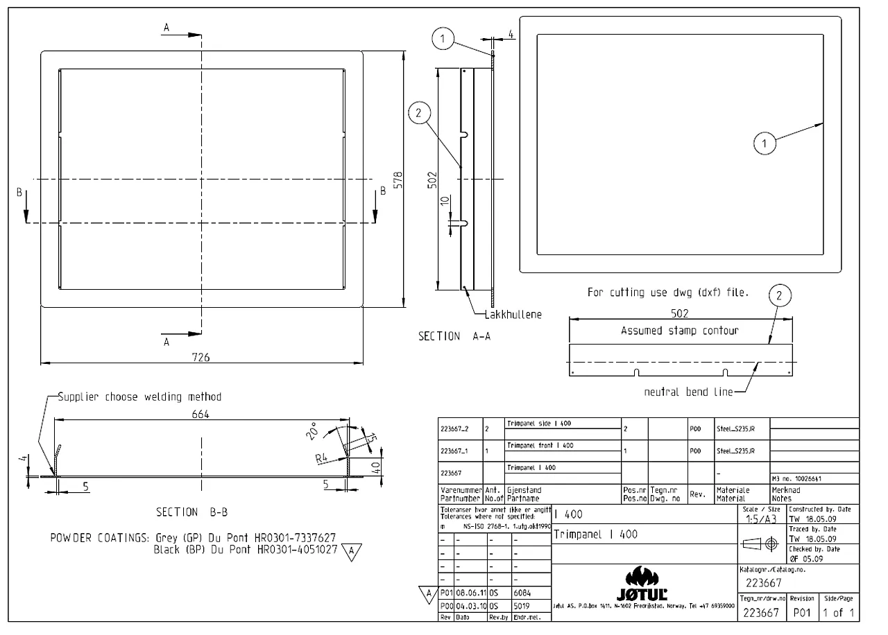 Dekorramme jøtul i 400 sort lakk