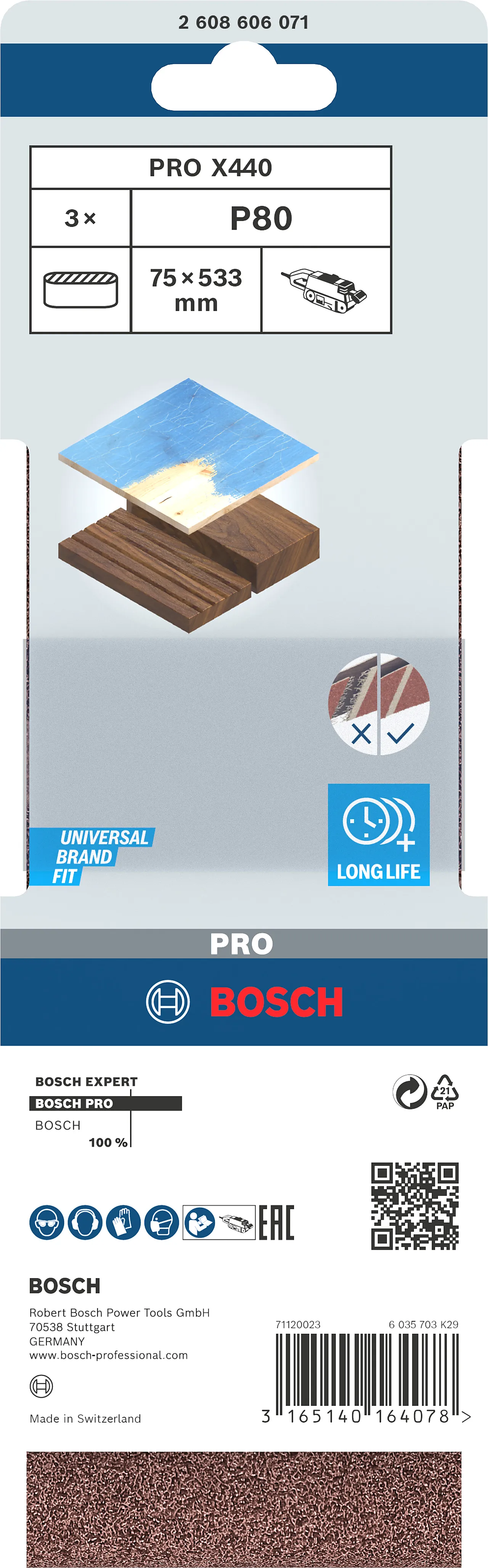 Slipebånd 75x533mm K80 3-pakning null - 533 - 2 - Miniatyr