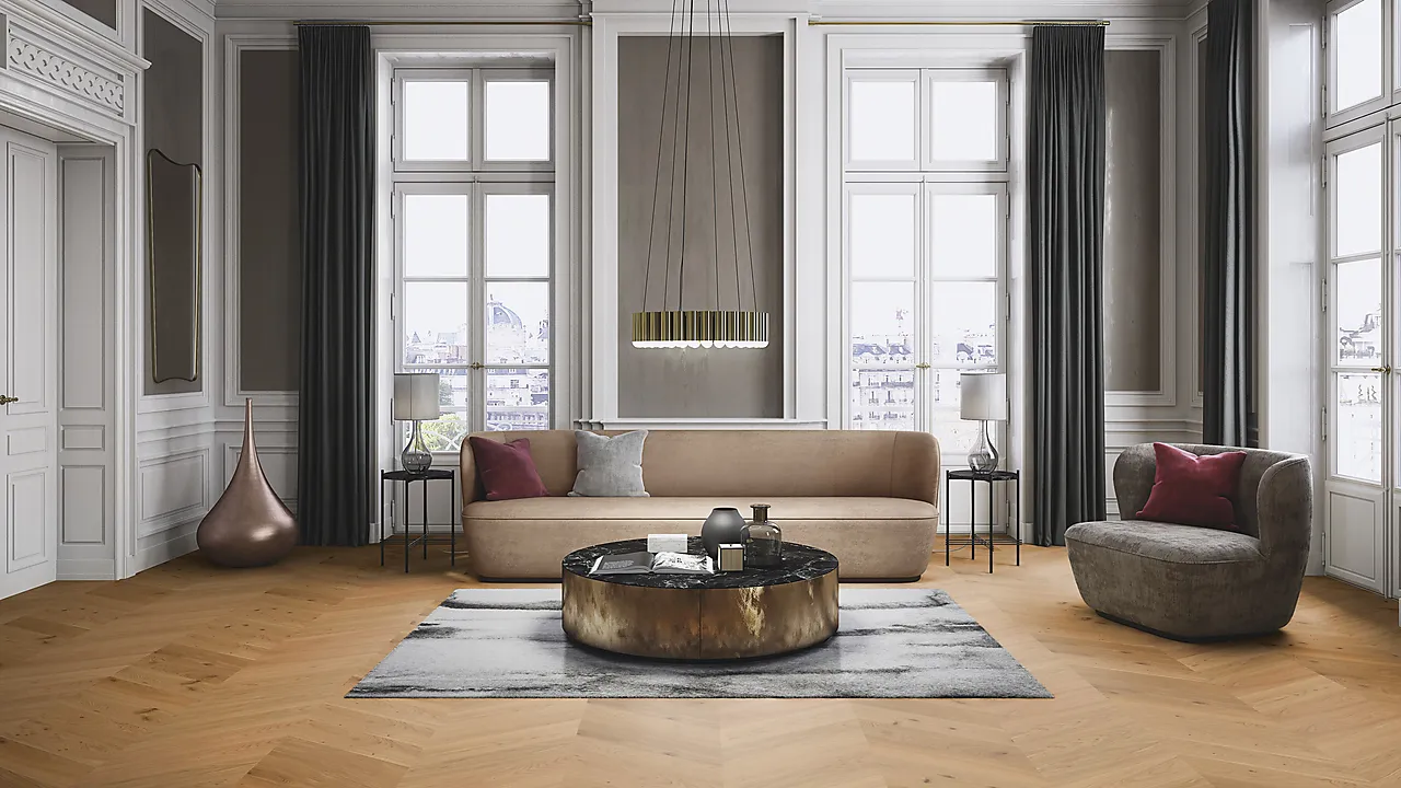 Parkett Chevron 138B Eik Animoso Børstet Oljet 14x138x611 mm null - null - 2 - Miniatyr