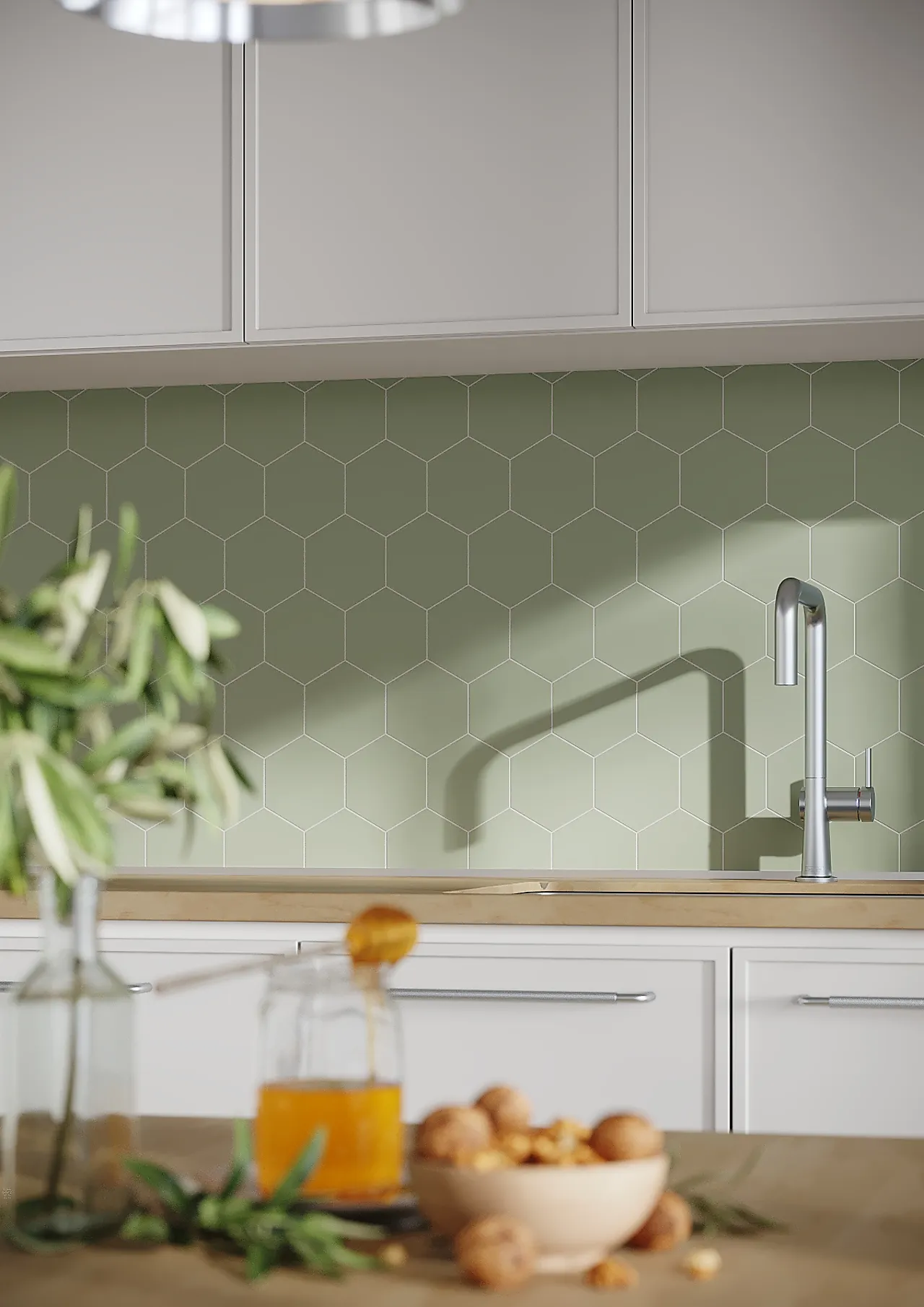 Hexagon kjøkkenplate olive green null - null - 2 - Miniatyr