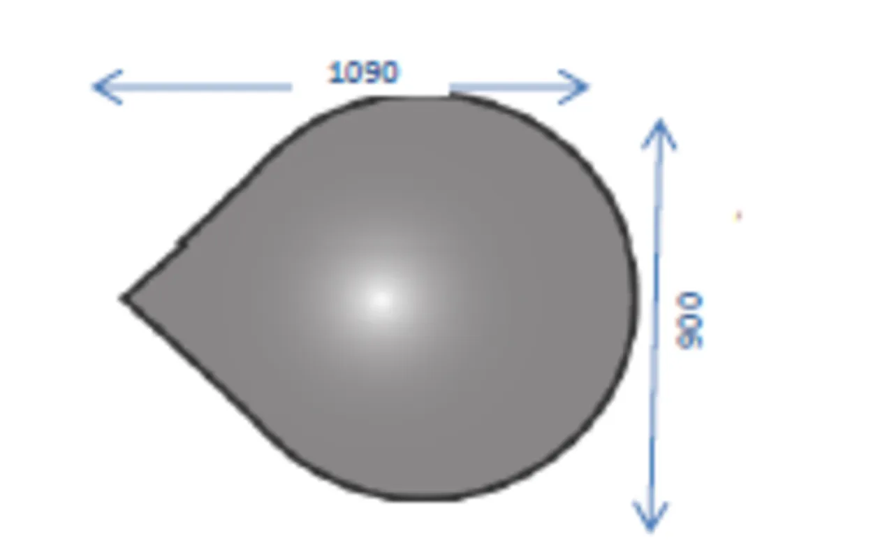 Gulvplate glass 900 x 1090 mm radie på sirkel sotet