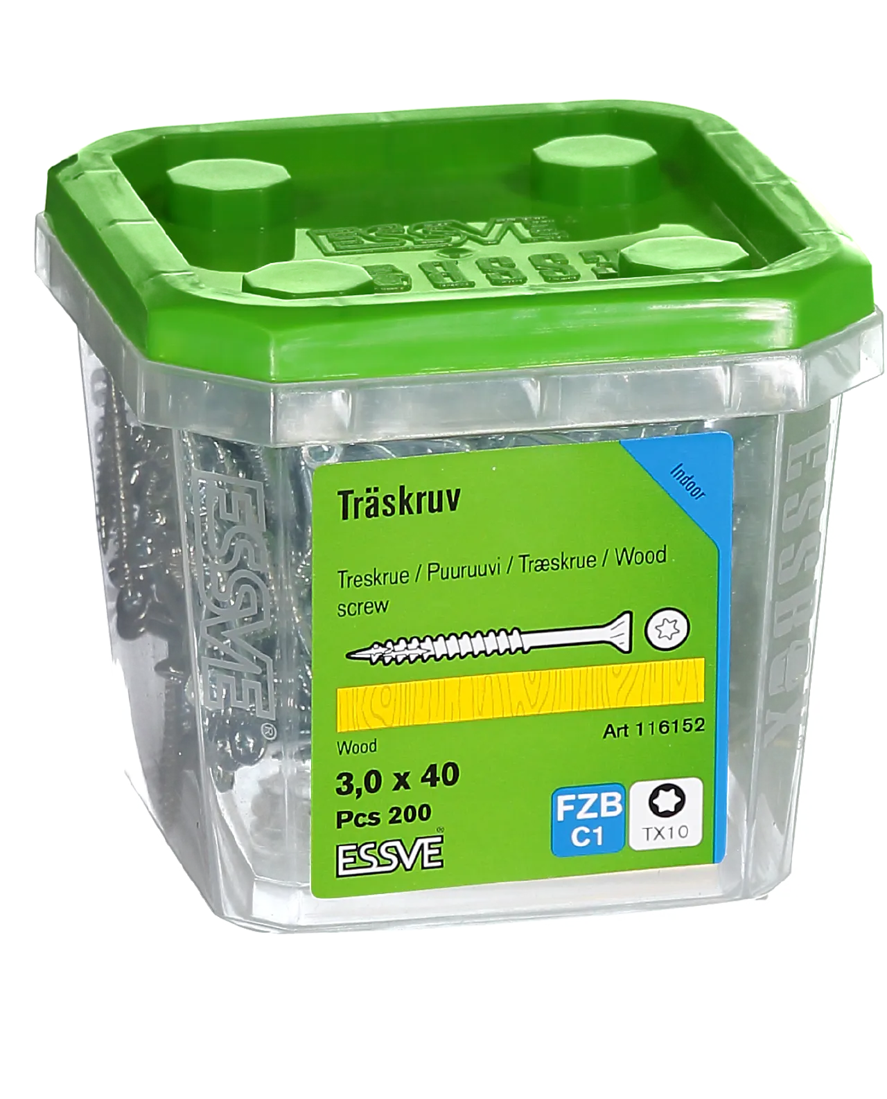 Treskrue innvendig senkhode 3x40 mm 200 stk null - 3x40 - 2 - Miniatyr