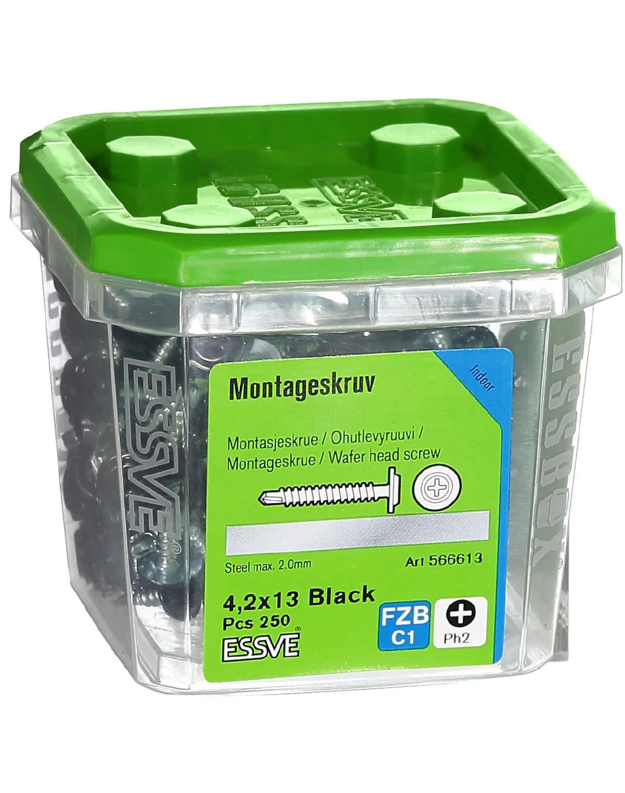 Montasjeskruer med borspiss svart 4,2x13 mm 250 stk null - null - 2 - Miniatyr