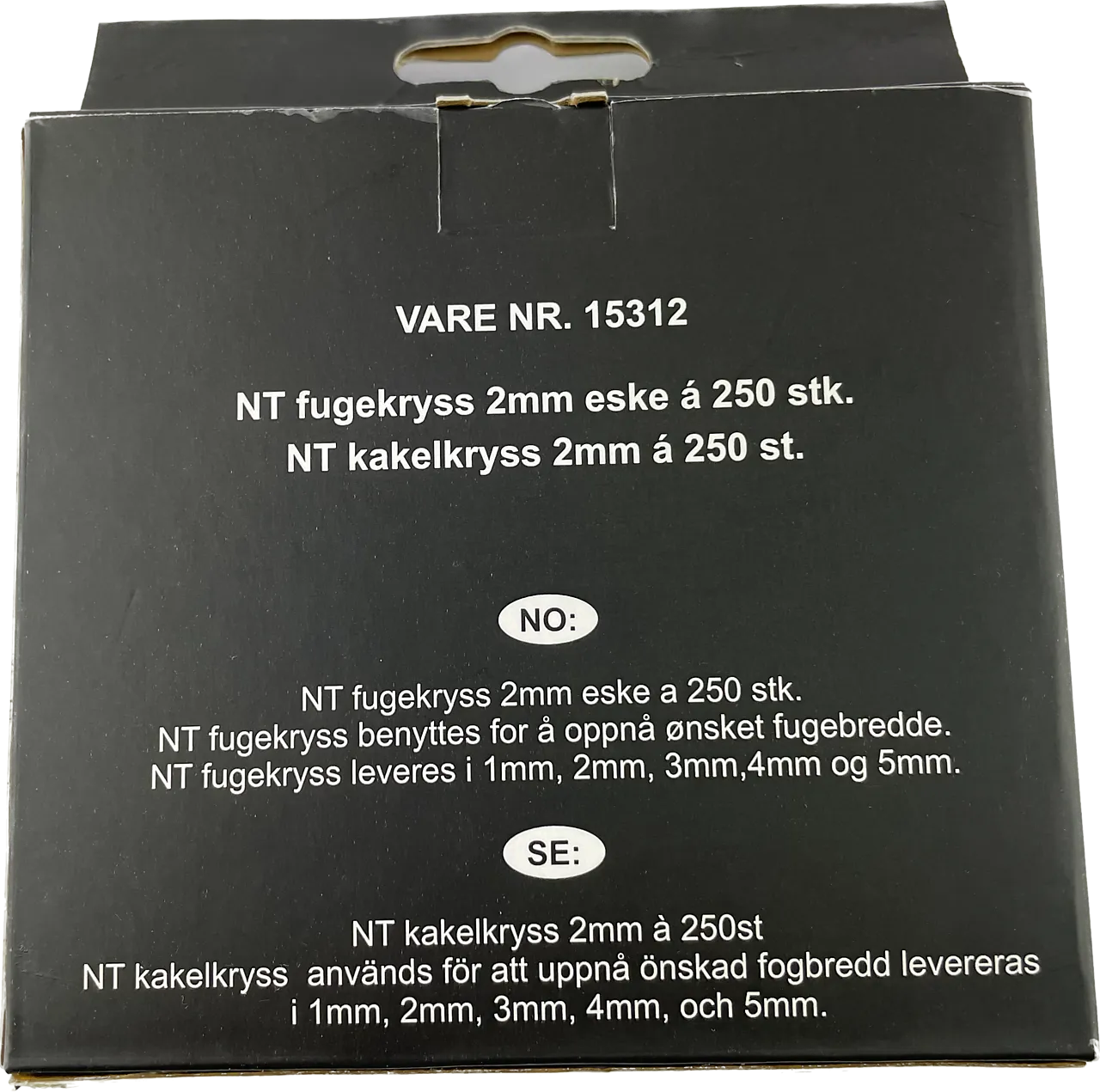 Fugekryss 2mm eske 250 stk null - null - 2 - Miniatyr