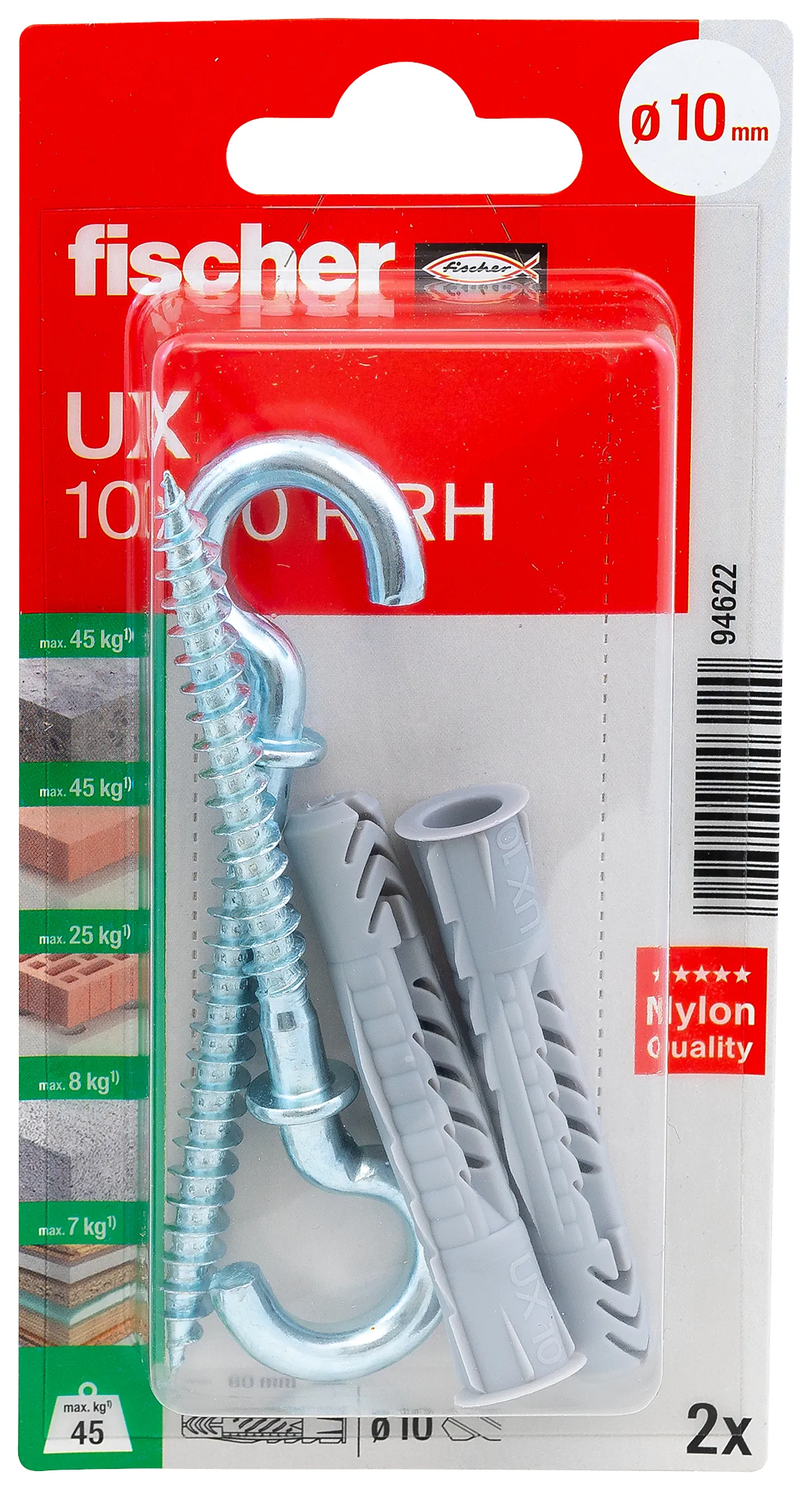 Universalpl krok ux 10x60 r rh bk 2 stk pr bk nv fischer null - null - 3 - Miniatyr