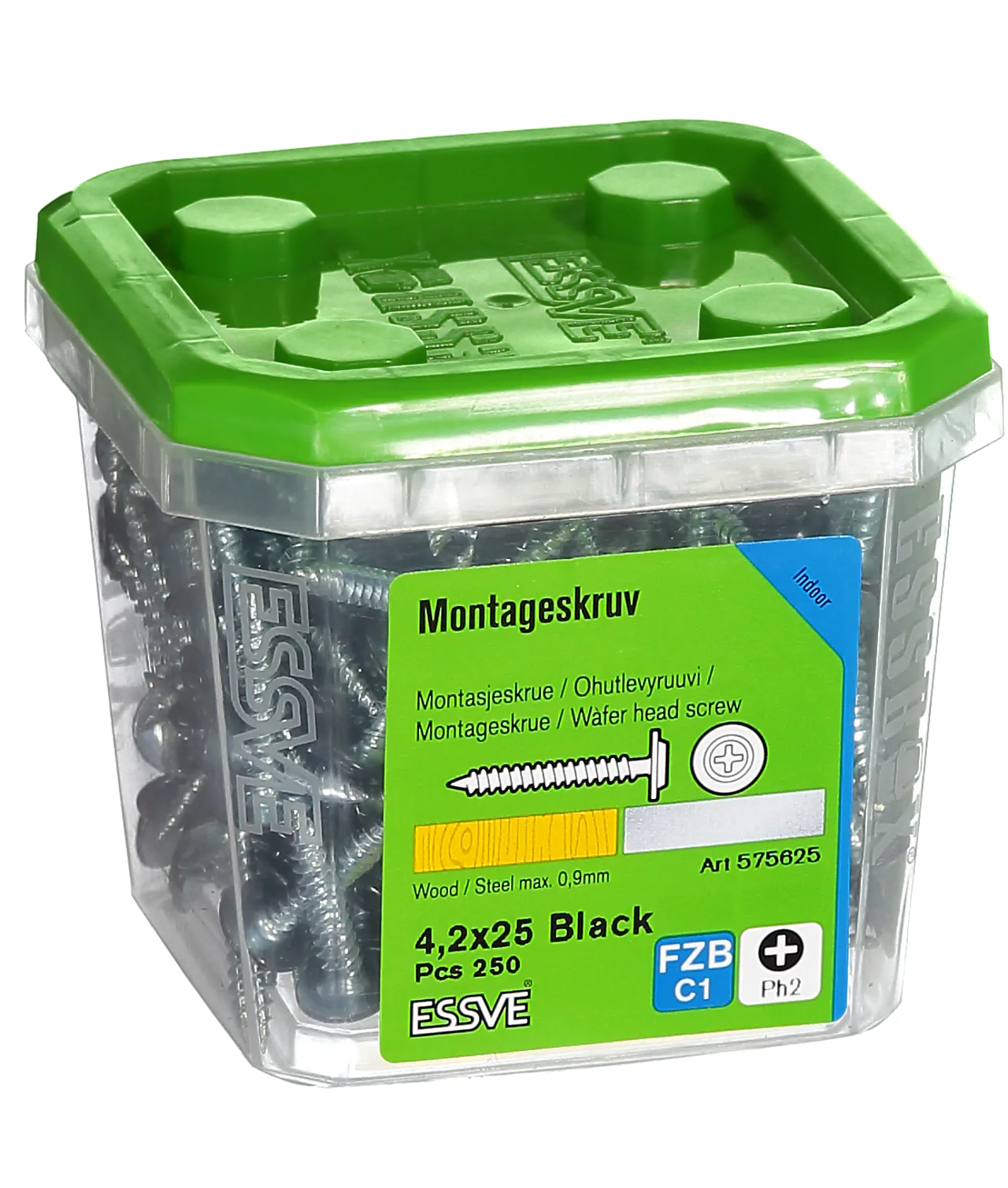 Montasjeskrue svart 4,2x25 fzb -250 skarp spiss ral 9011 blankforsinket null - null - 2 - Miniatyr